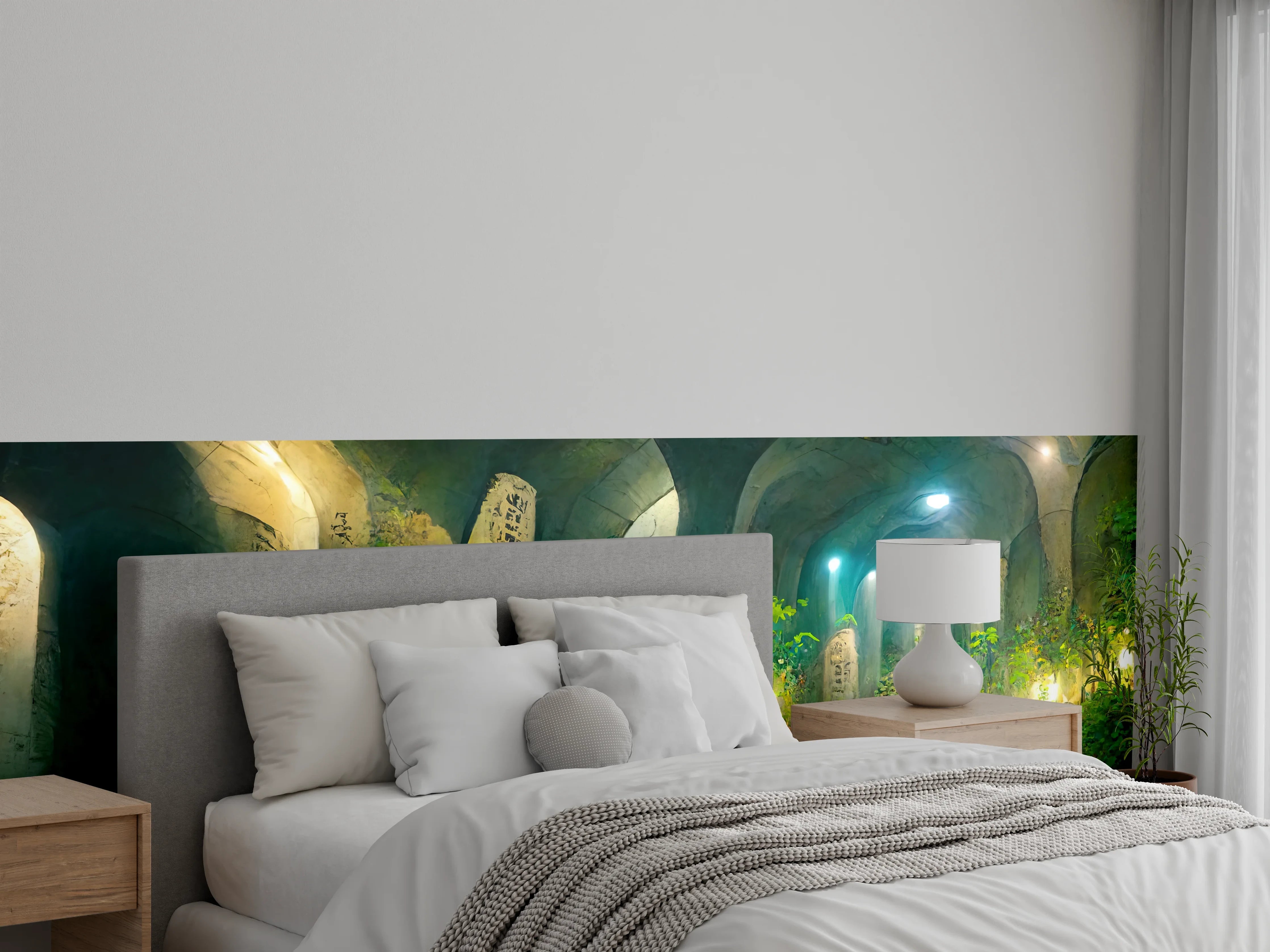 Wandverkleidung Schlafzimmer - Grüner Wald im Tunnel