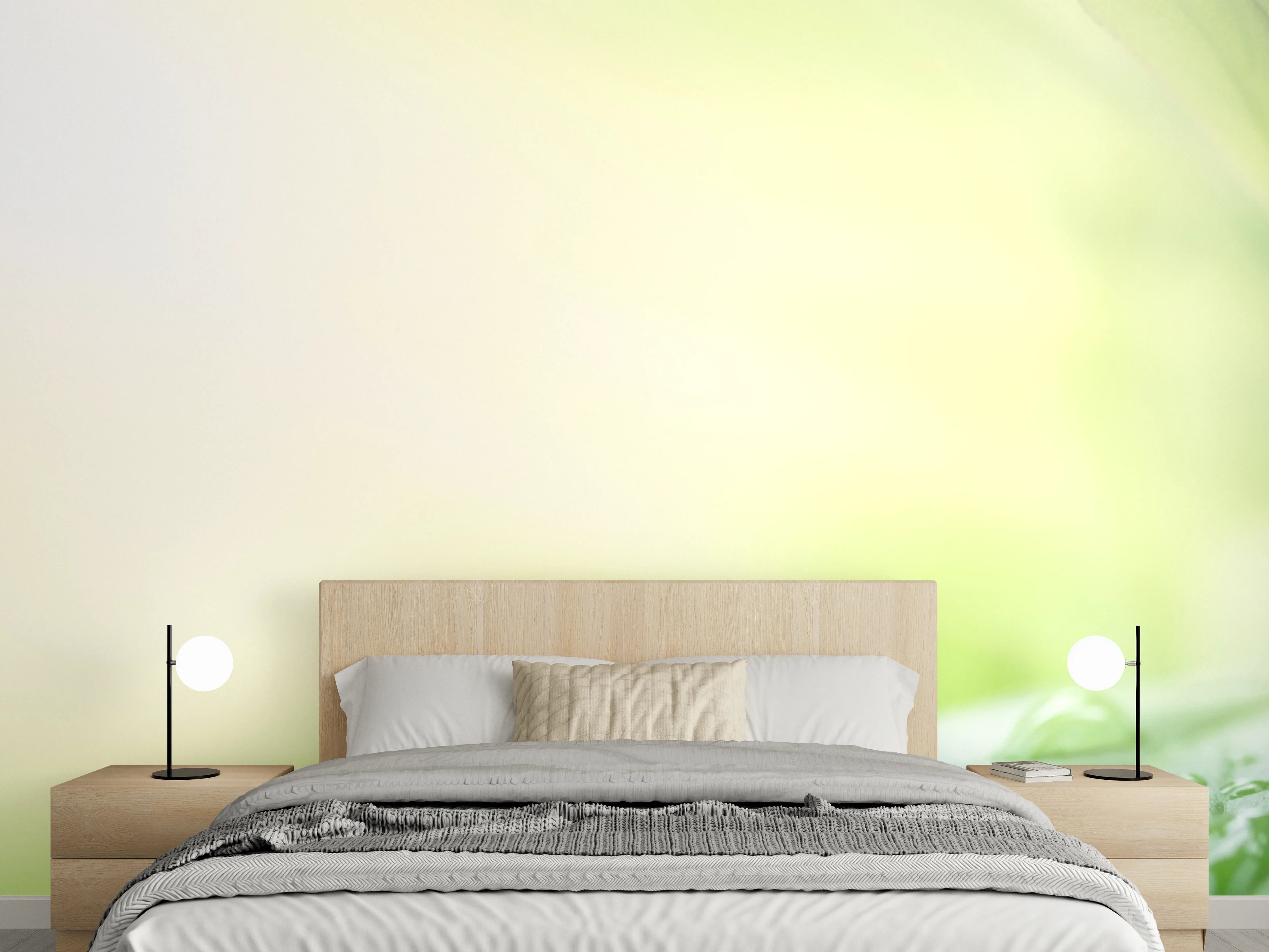 Wandverkleidung Schlafzimmer - Grünes Blatt Regentropfen Sommer