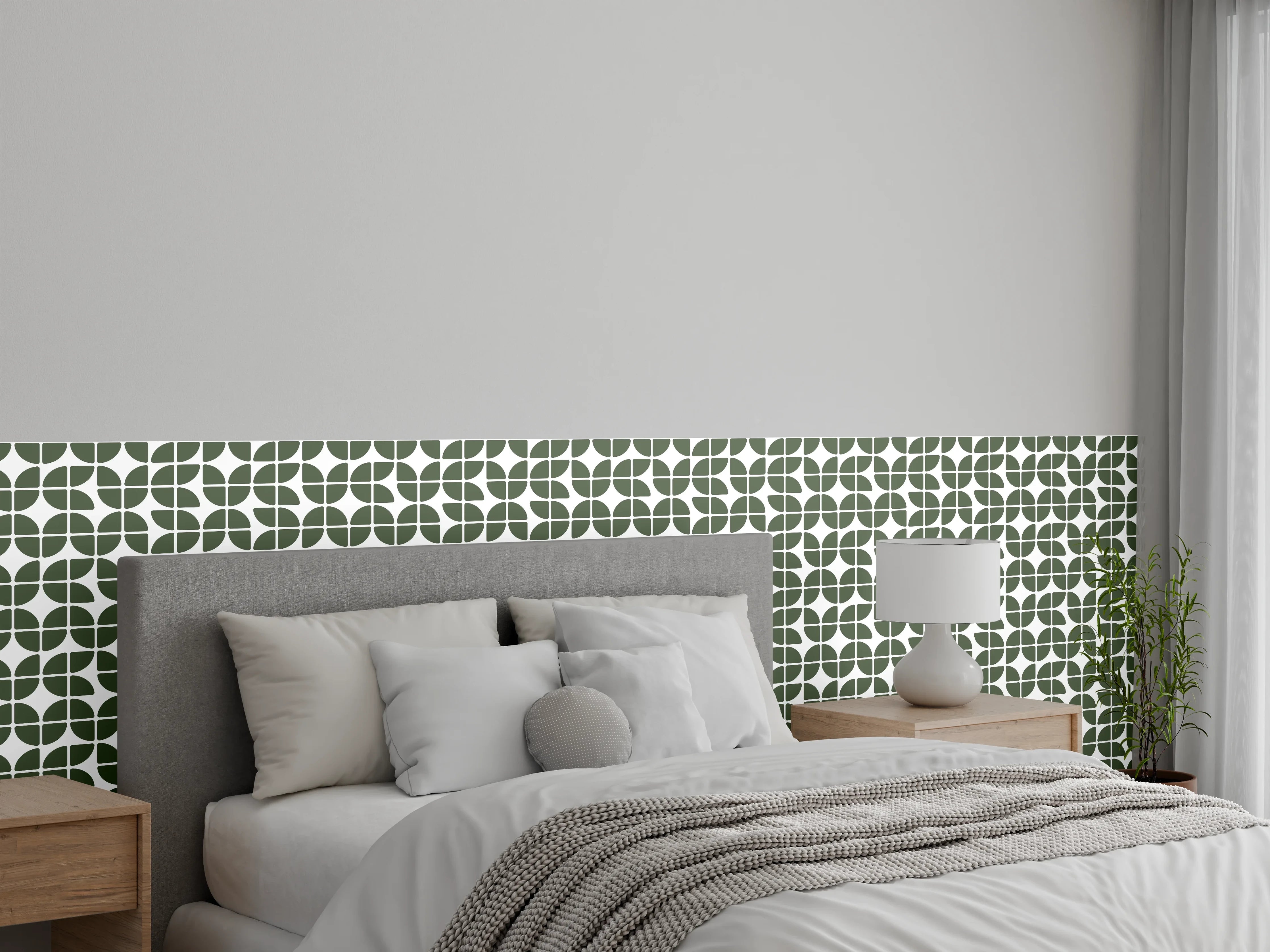 Wandverkleidung Schlafzimmer - Grünes geometrisches Fliesenmuster