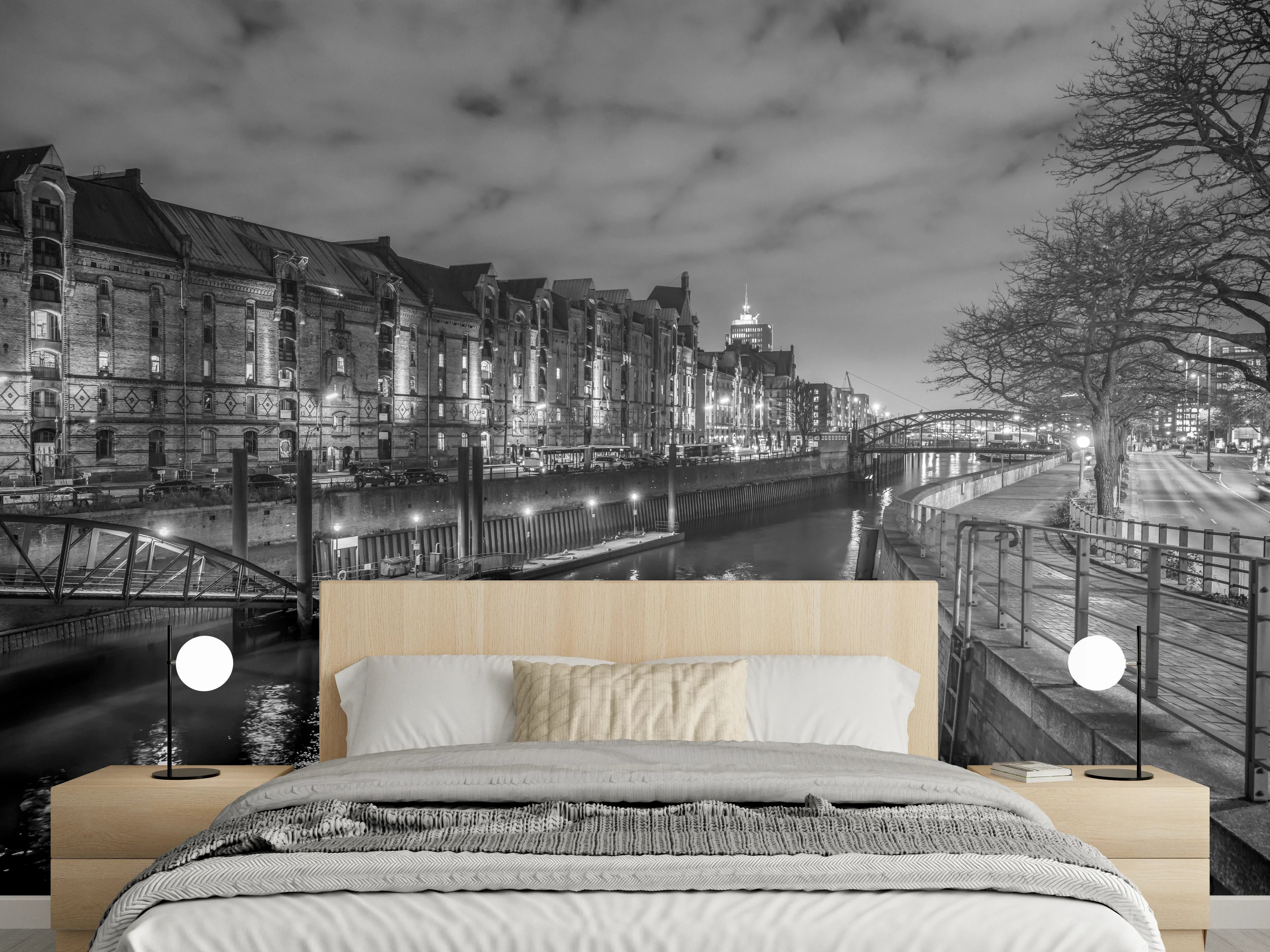 Wandverkleidung Schlafzimmer - Hamburg Nacht