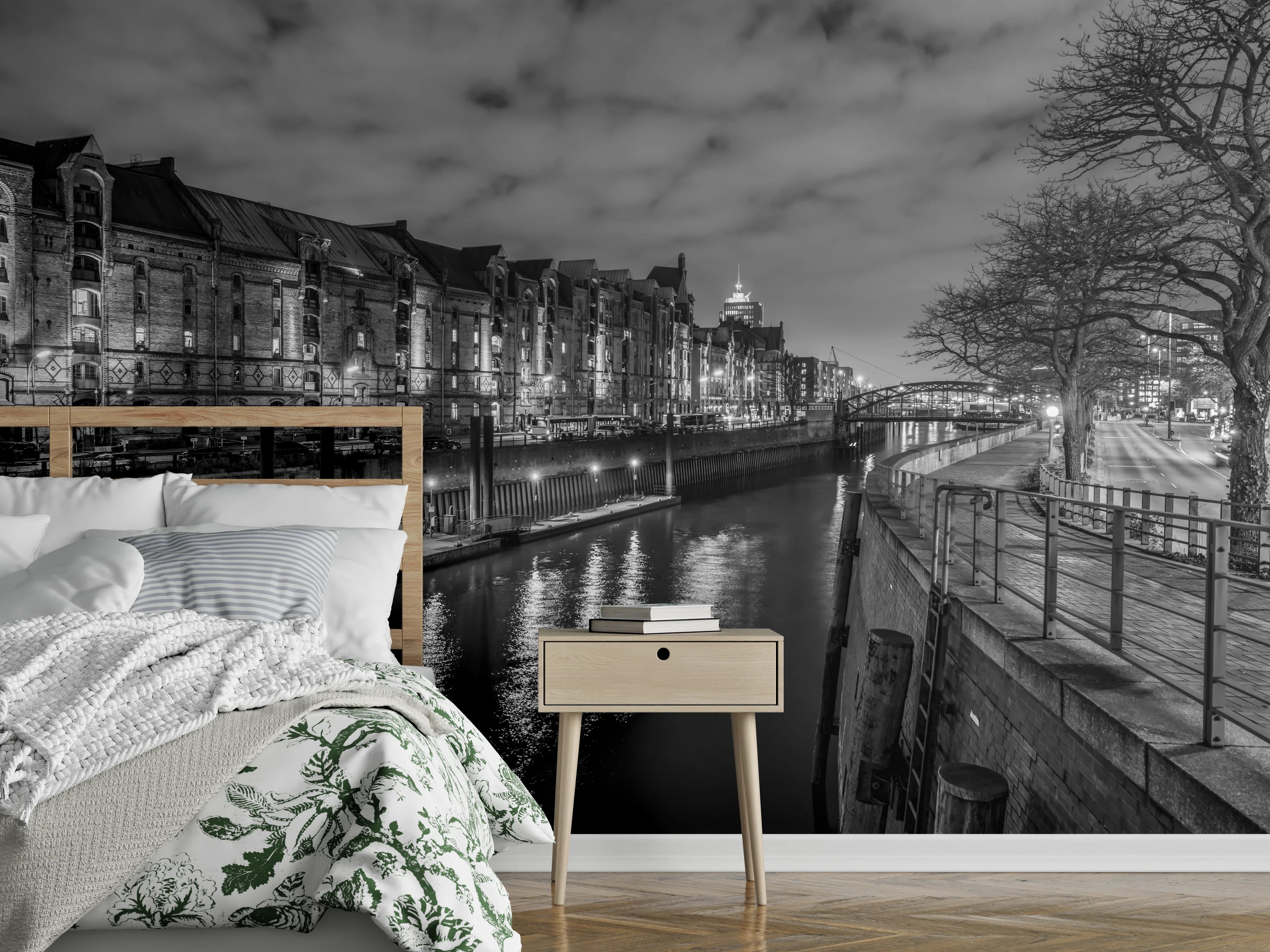 Wandverkleidung Schlafzimmer - Hamburg Nacht