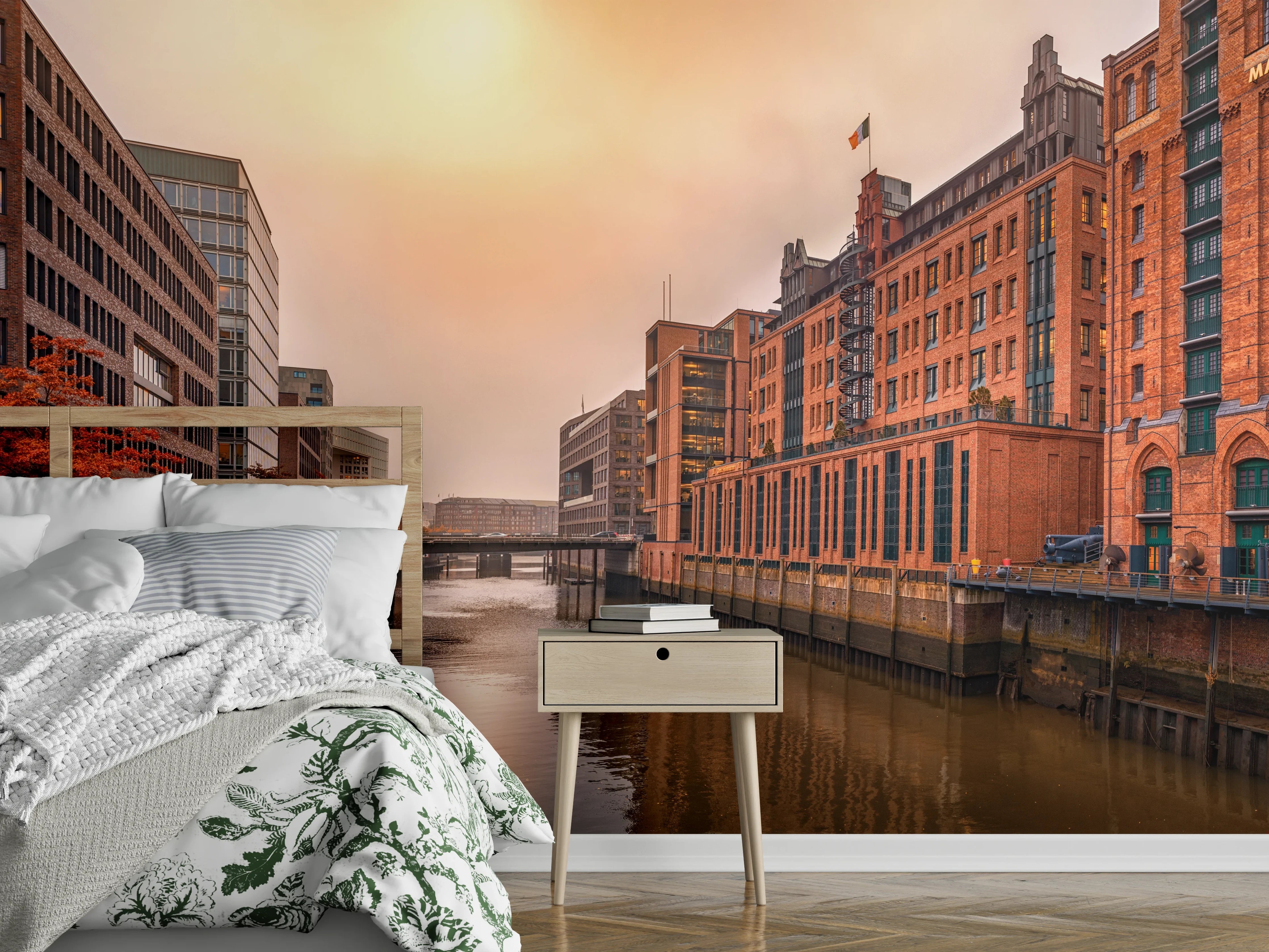 Wandverkleidung Schlafzimmer - Hamburg bei Sonnenuntergang