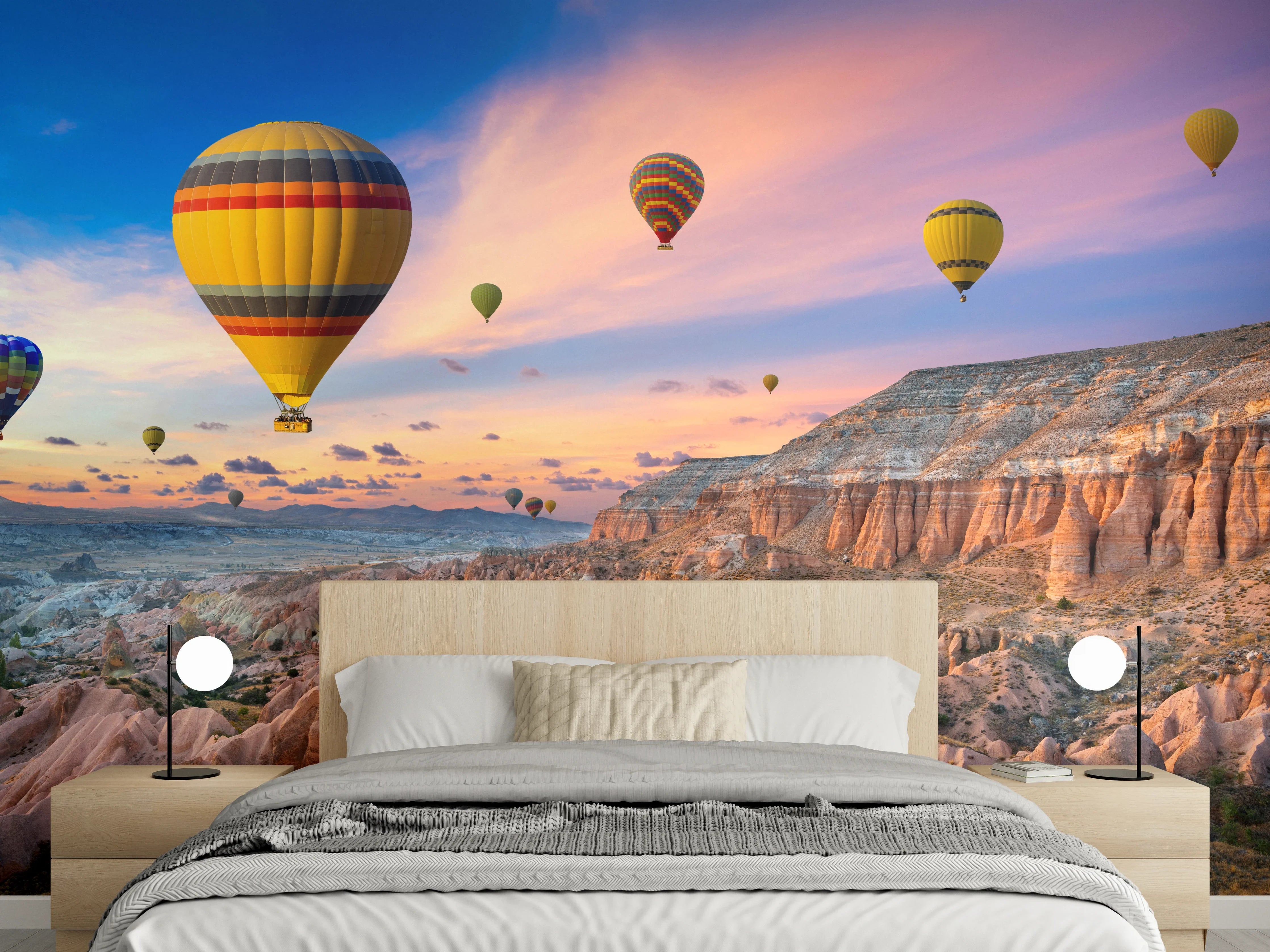 Wandverkleidung Schlafzimmer - Heißluftballons Cappadocia Sonnenaufgang Landschaft