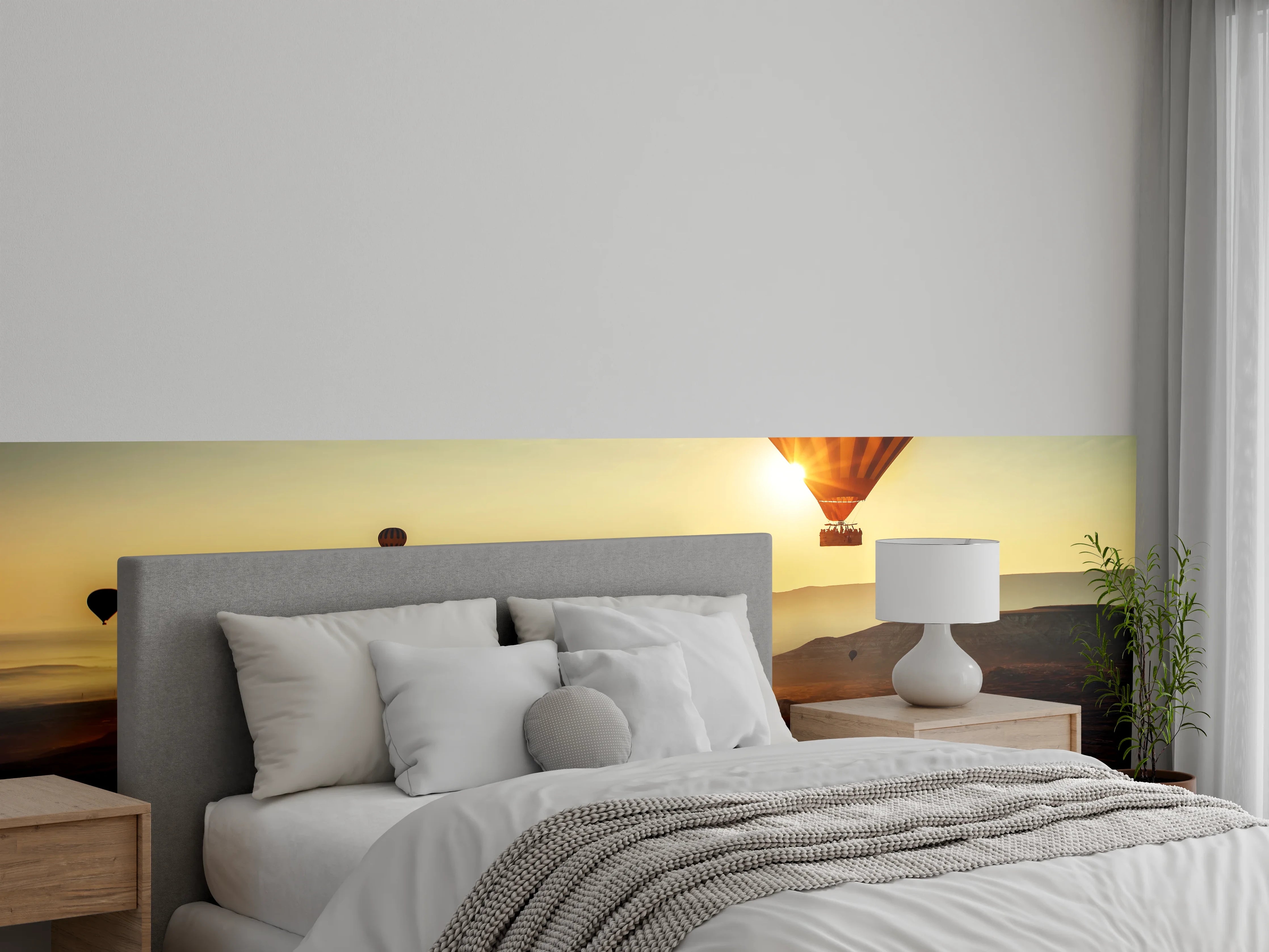 Wandverkleidung Schlafzimmer - Heißluftballons Sonnenaufgang Landschaft