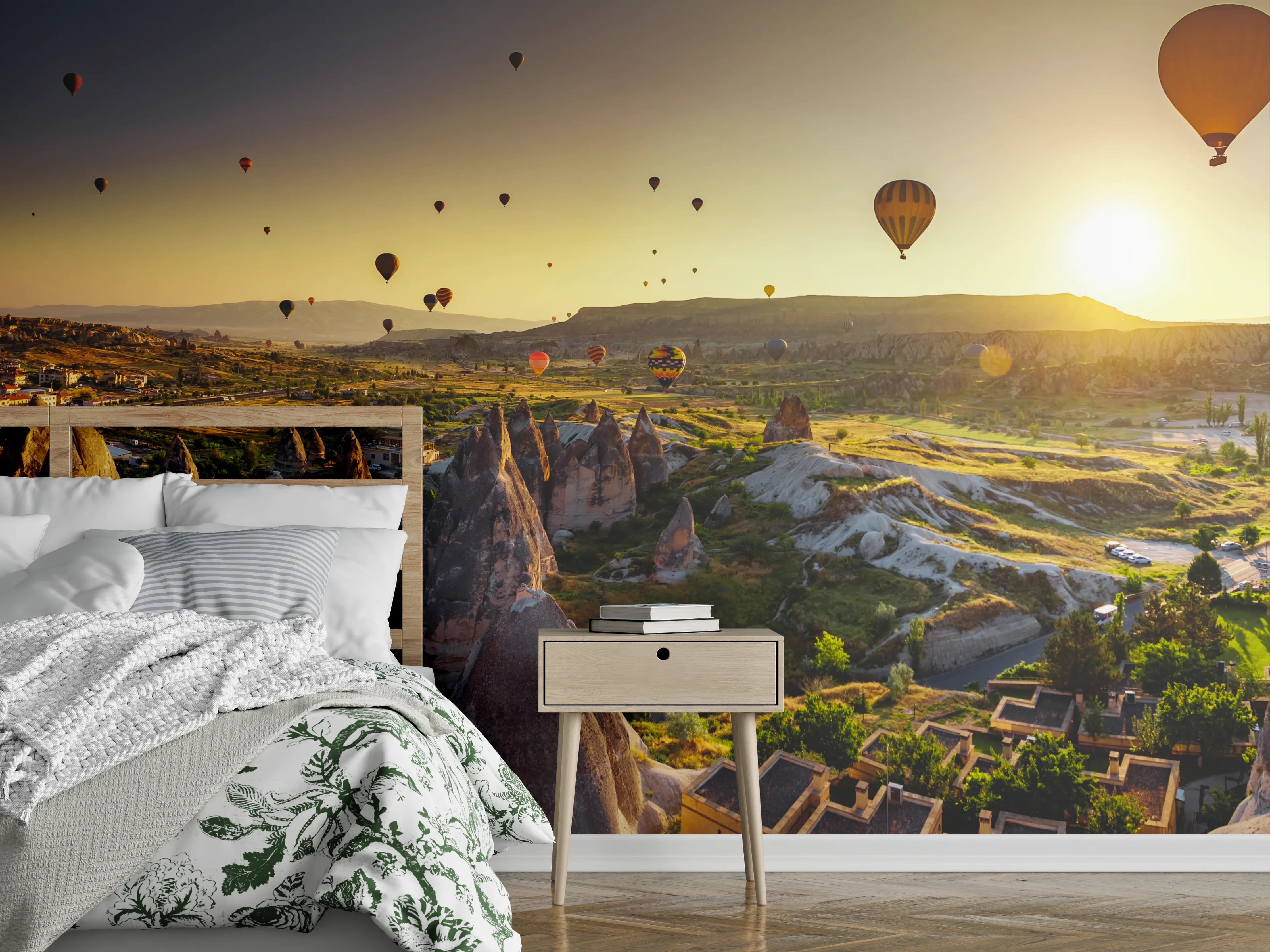 Wandverkleidung Schlafzimmer - Heißluftballons über Kappadokien Panorama