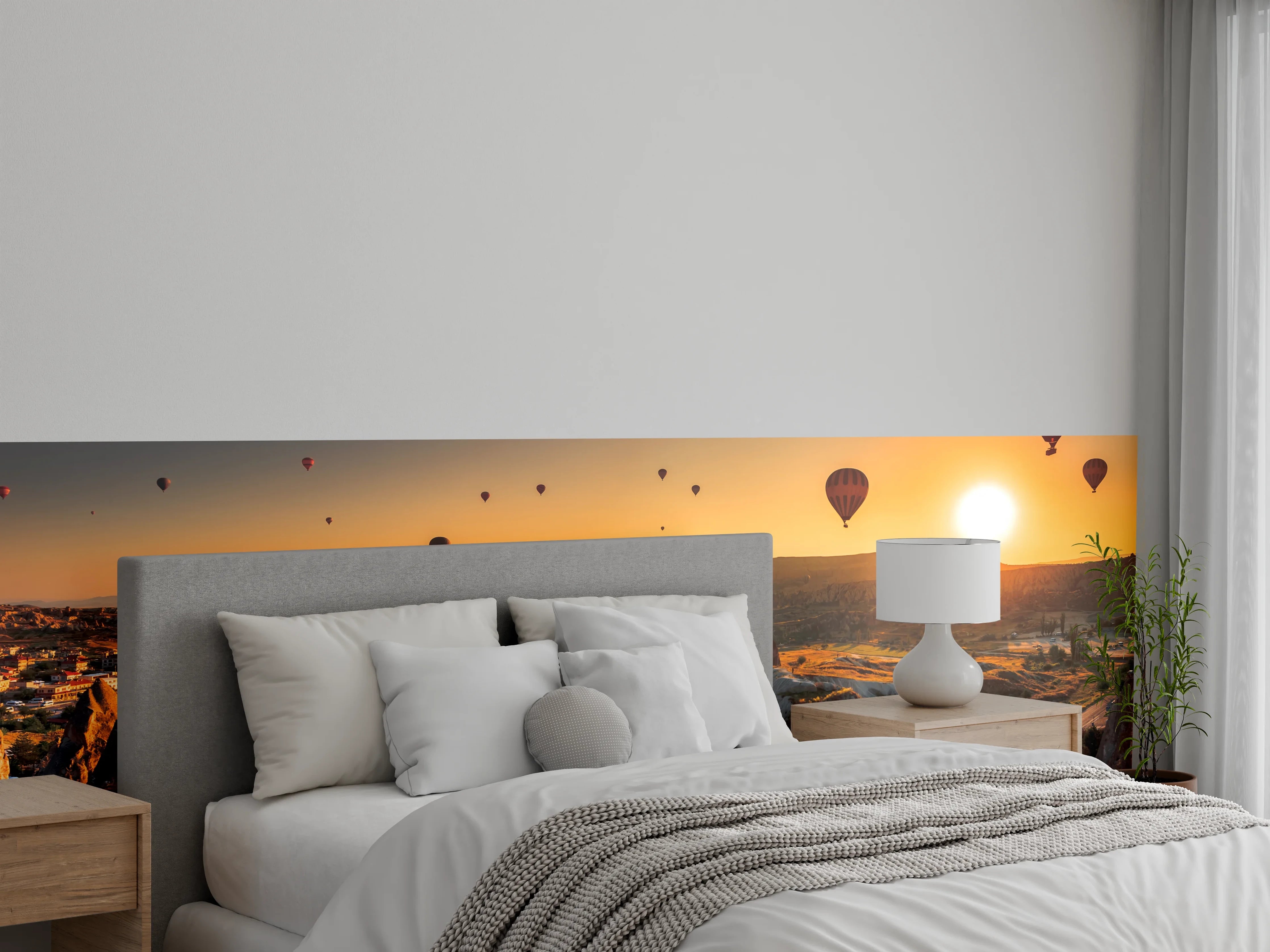 Wandverkleidung Schlafzimmer - Heißluftballons über Kappadokien bei Sonnenaufgang