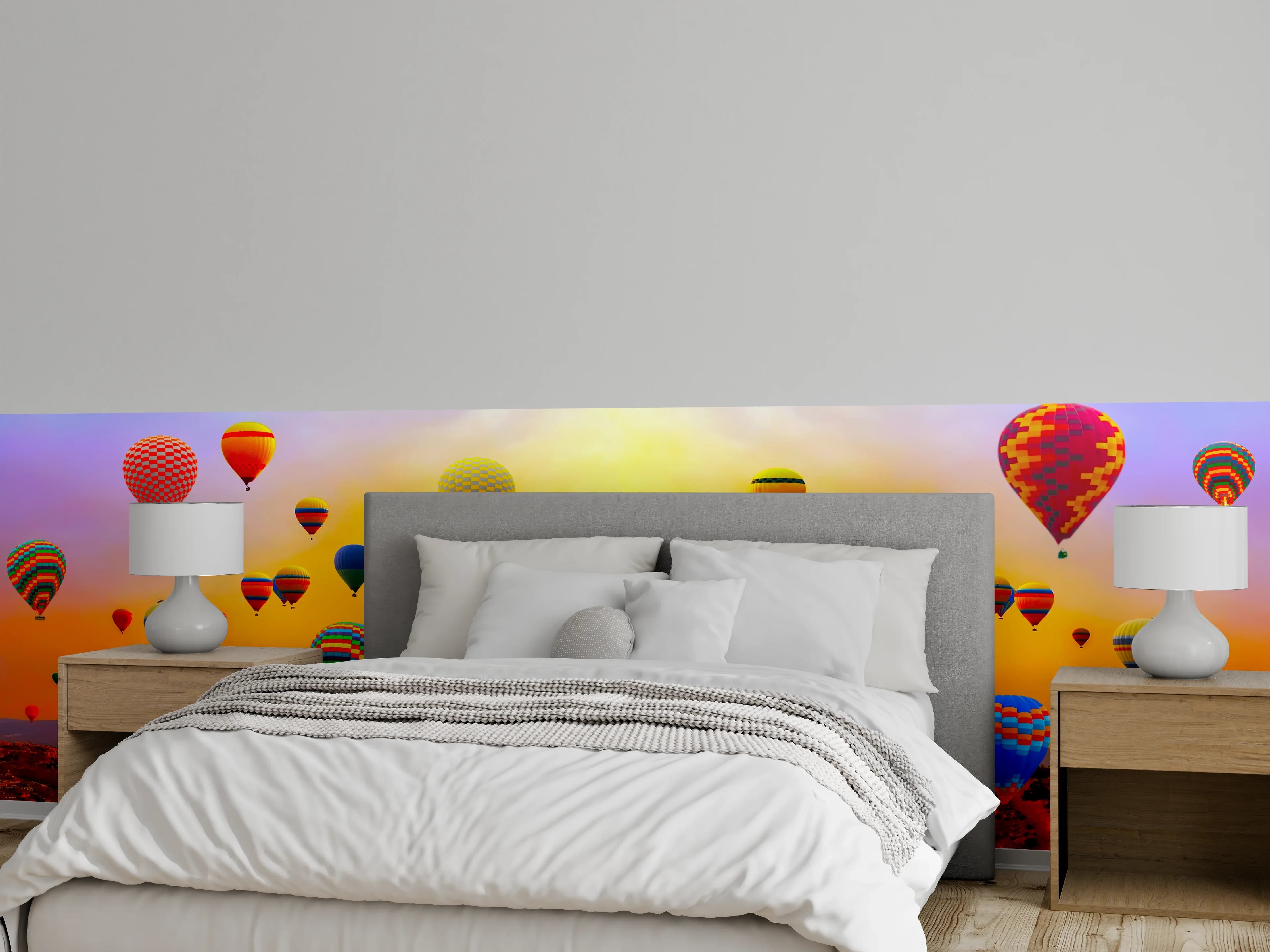 Wandverkleidung Schlafzimmer - Heißluftballons vor Sonnenaufgang