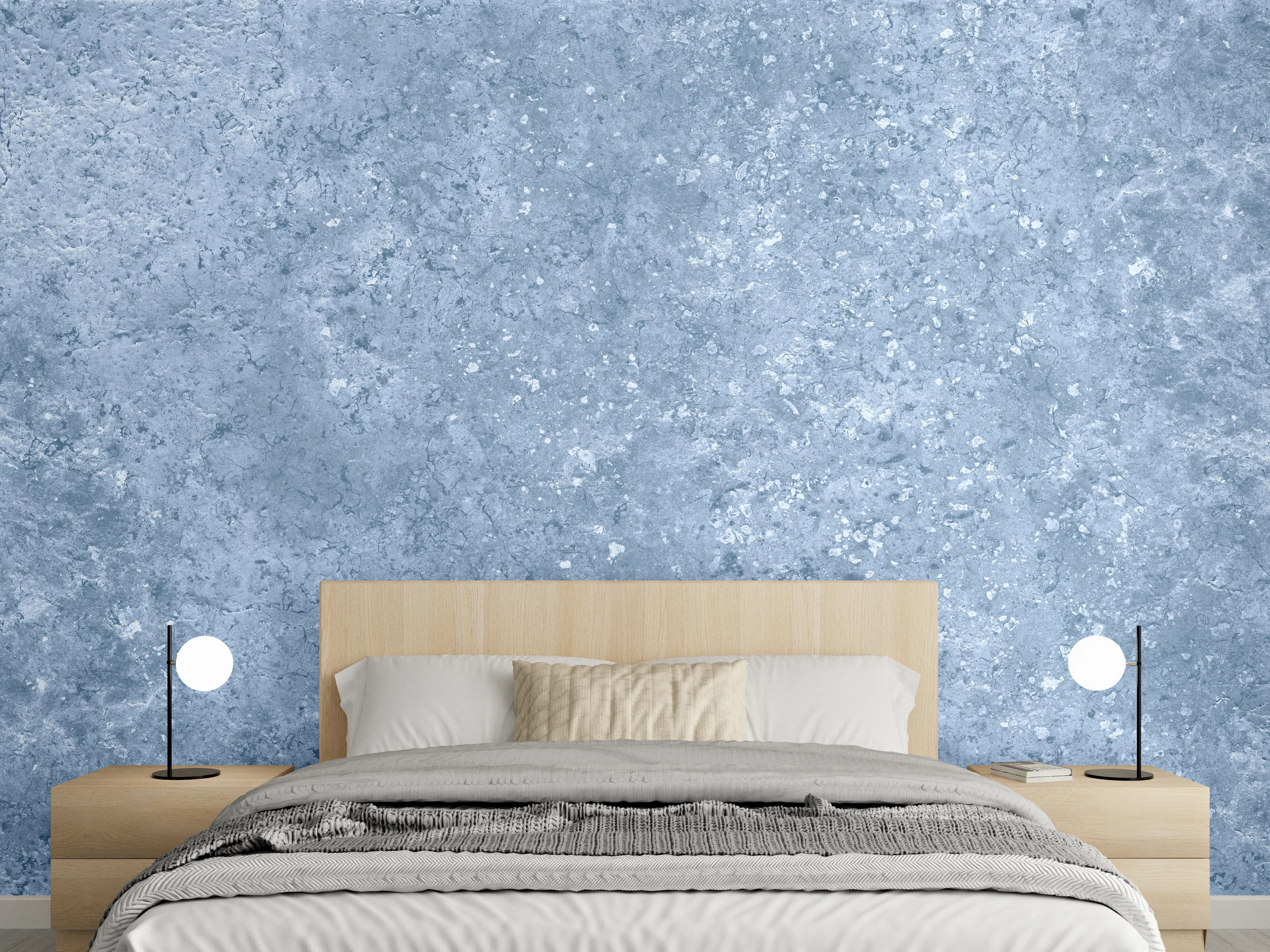Wandverkleidung Schlafzimmer - Hellblaue getünchte Wandtextur