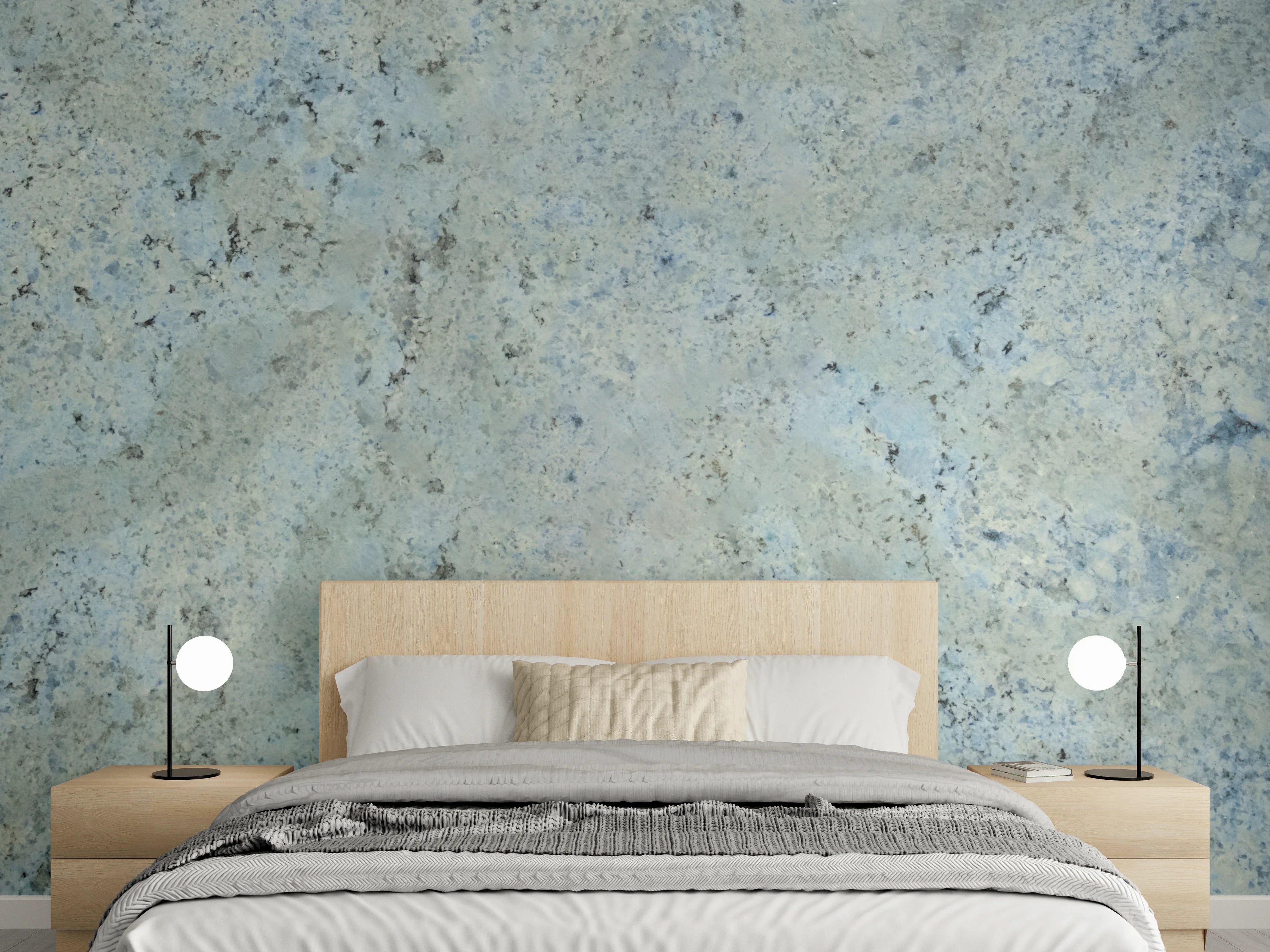 Wandverkleidung Schlafzimmer - Hellblauer Granit mit natürlicher Struktur