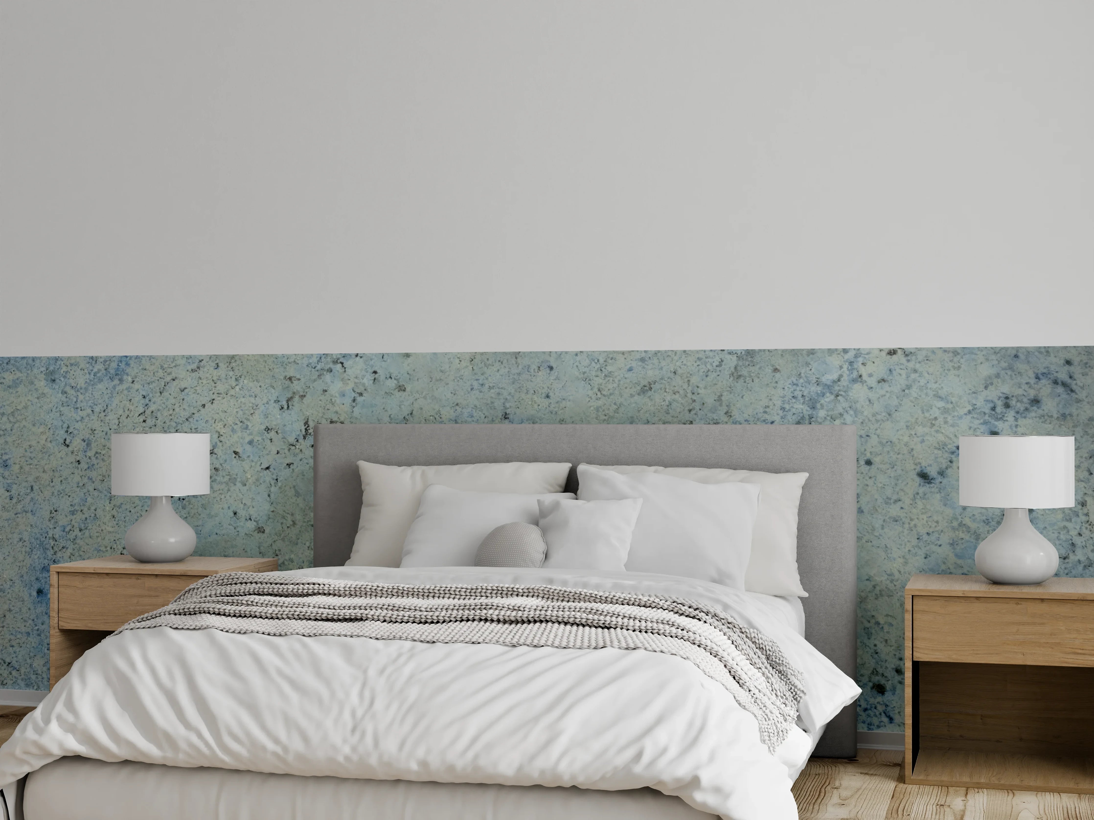Wandverkleidung Schlafzimmer - Hellblauer Granit mit natürlicher Struktur