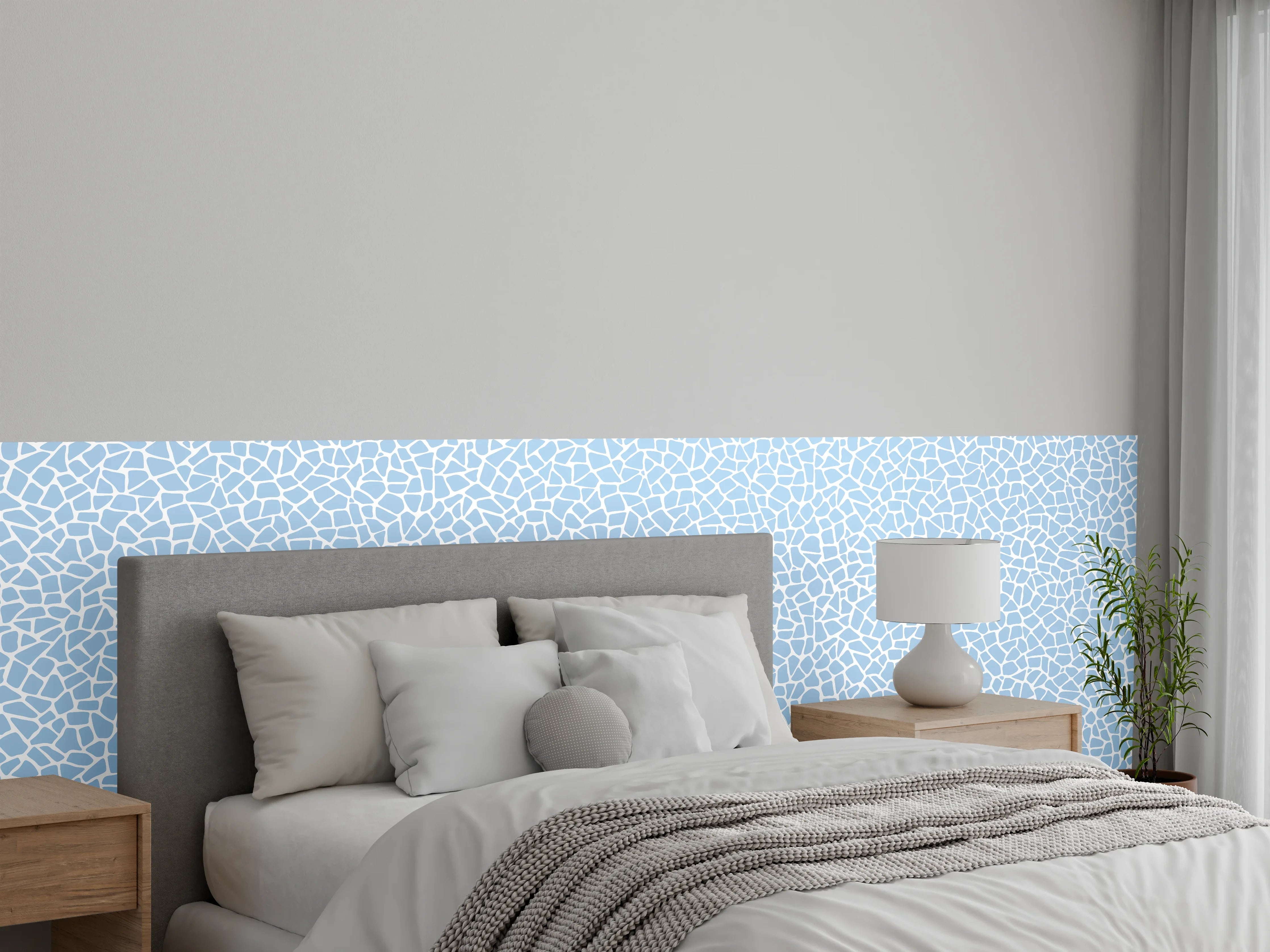Wandverkleidung Schlafzimmer - Hellblaues Mosaikmuster für modernes Design