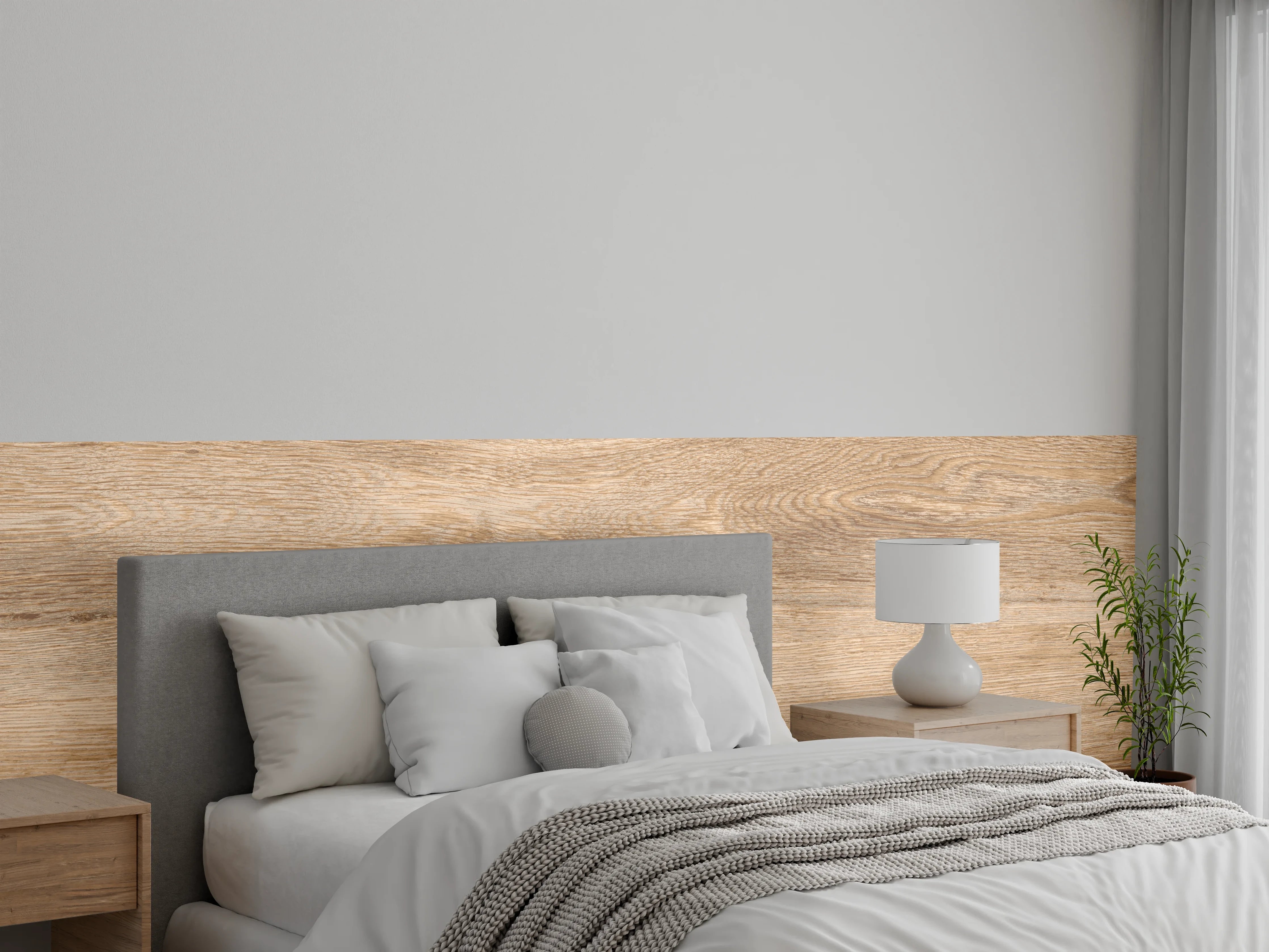 Wandverkleidung Schlafzimmer - Hellbraunes Eichenholz
