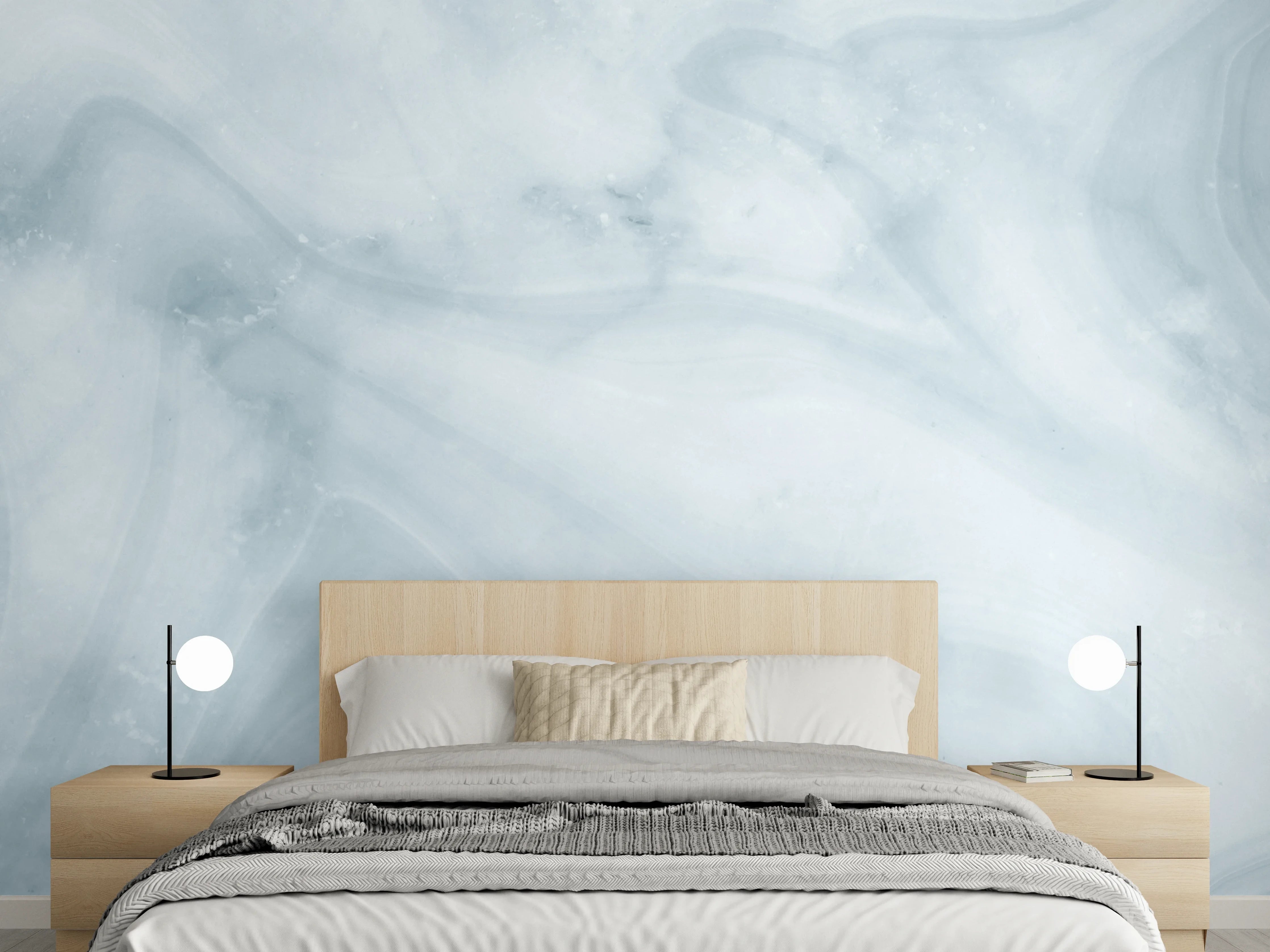 Wandverkleidung Schlafzimmer - Helle bläuliche Marmor Textur