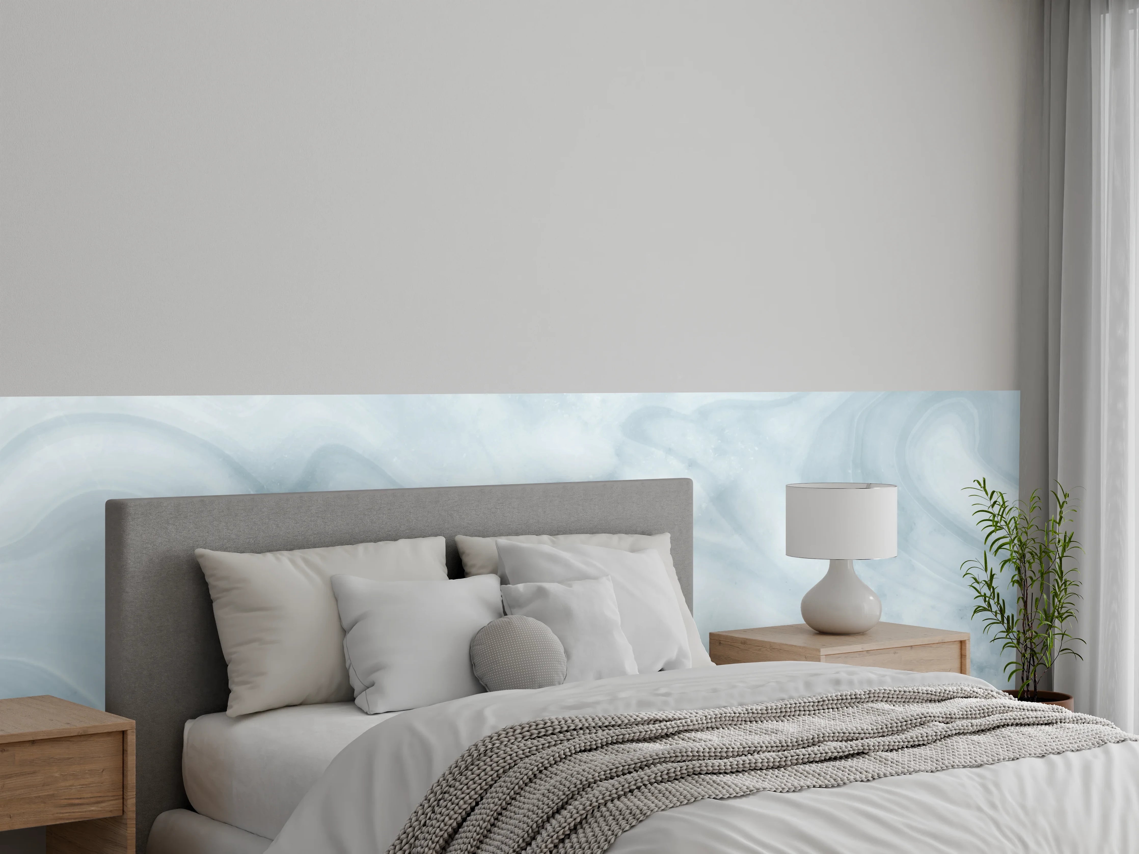 Wandverkleidung Schlafzimmer - Helle bläuliche Marmor Textur