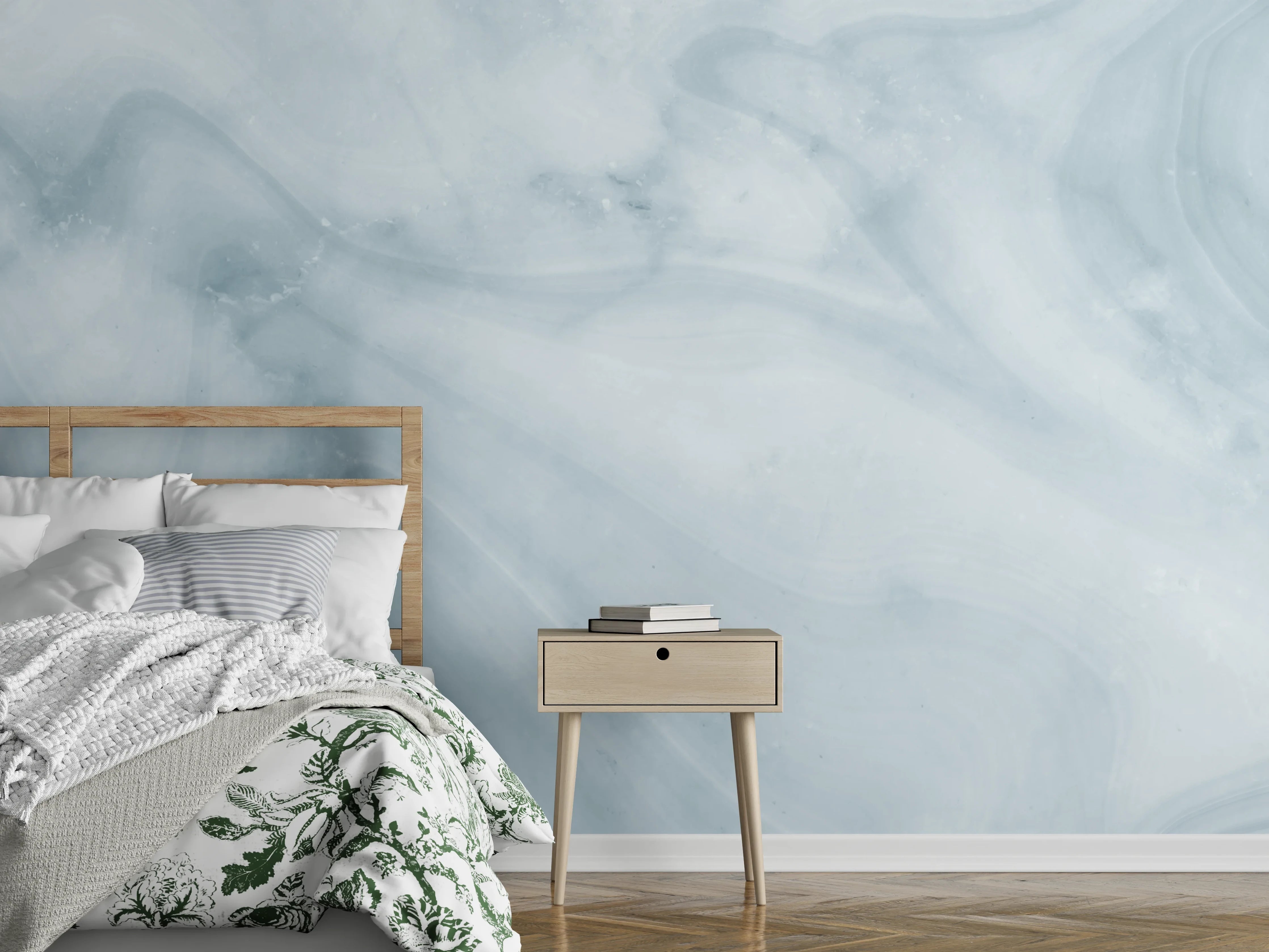 Wandverkleidung Schlafzimmer - Helle bläuliche Marmor Textur