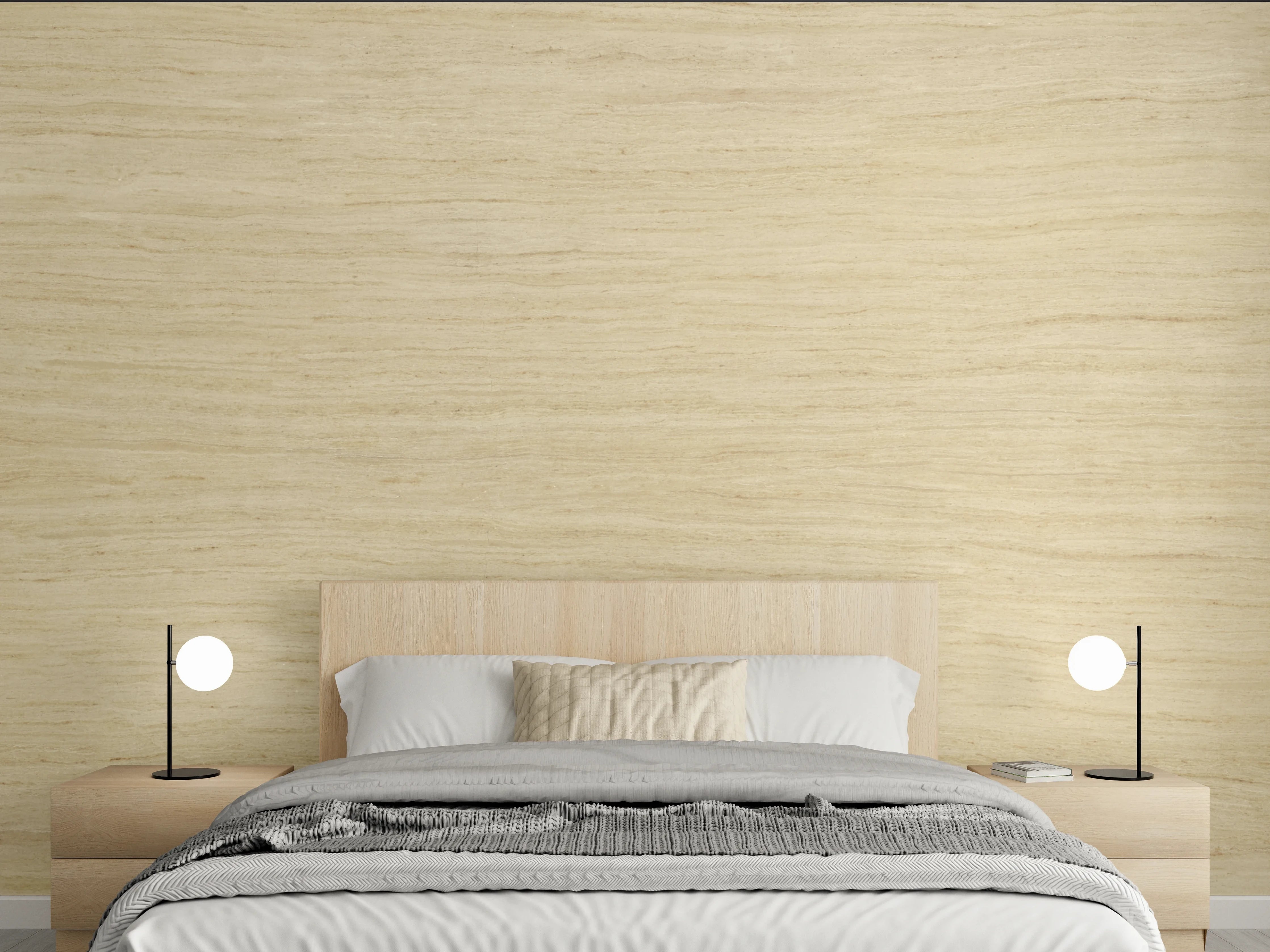 Wandverkleidung Schlafzimmer - Helle feine Holzoptik