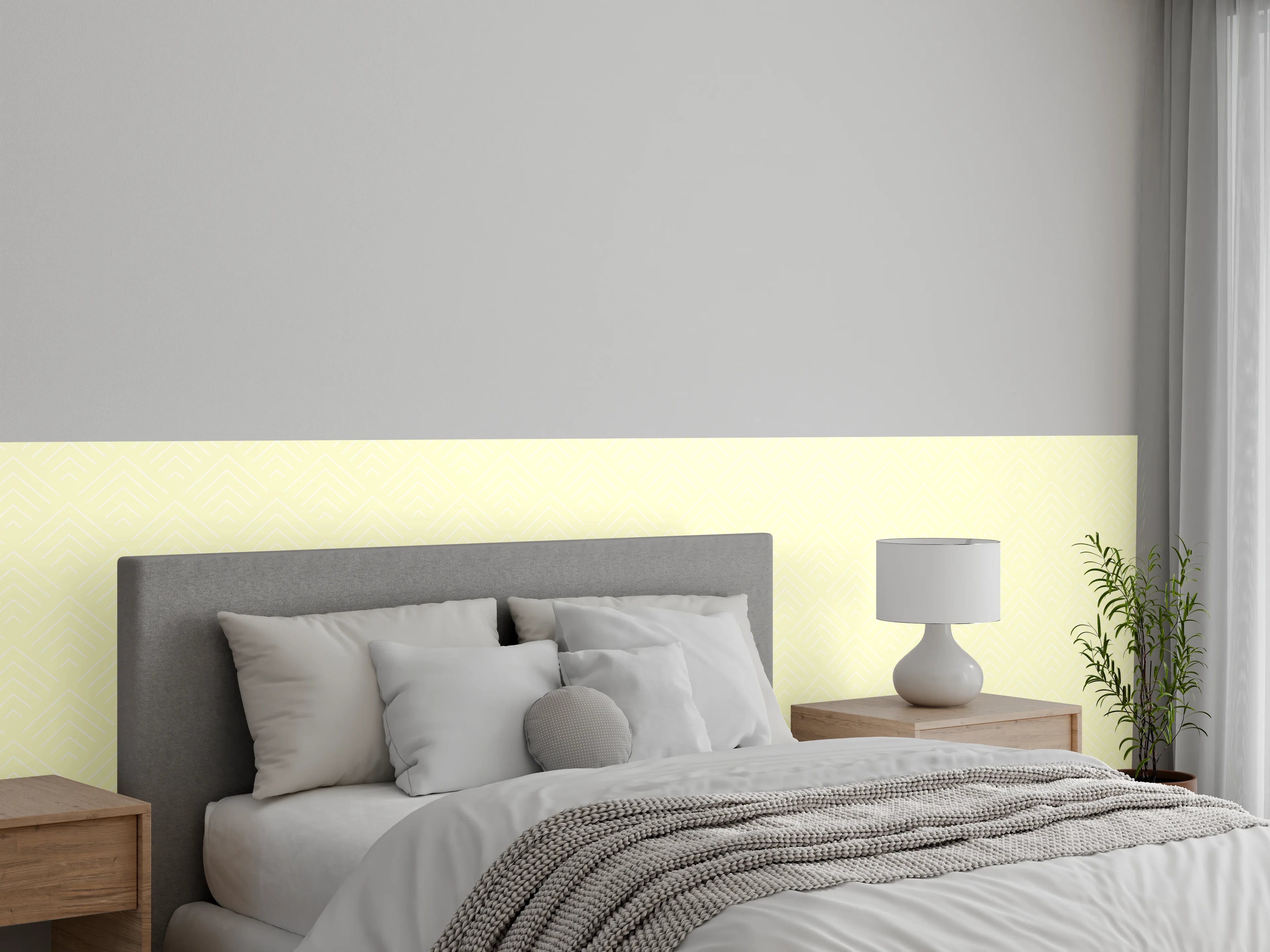 Wandverkleidung Schlafzimmer - Helle strukturierte Uni-Tapete Beige