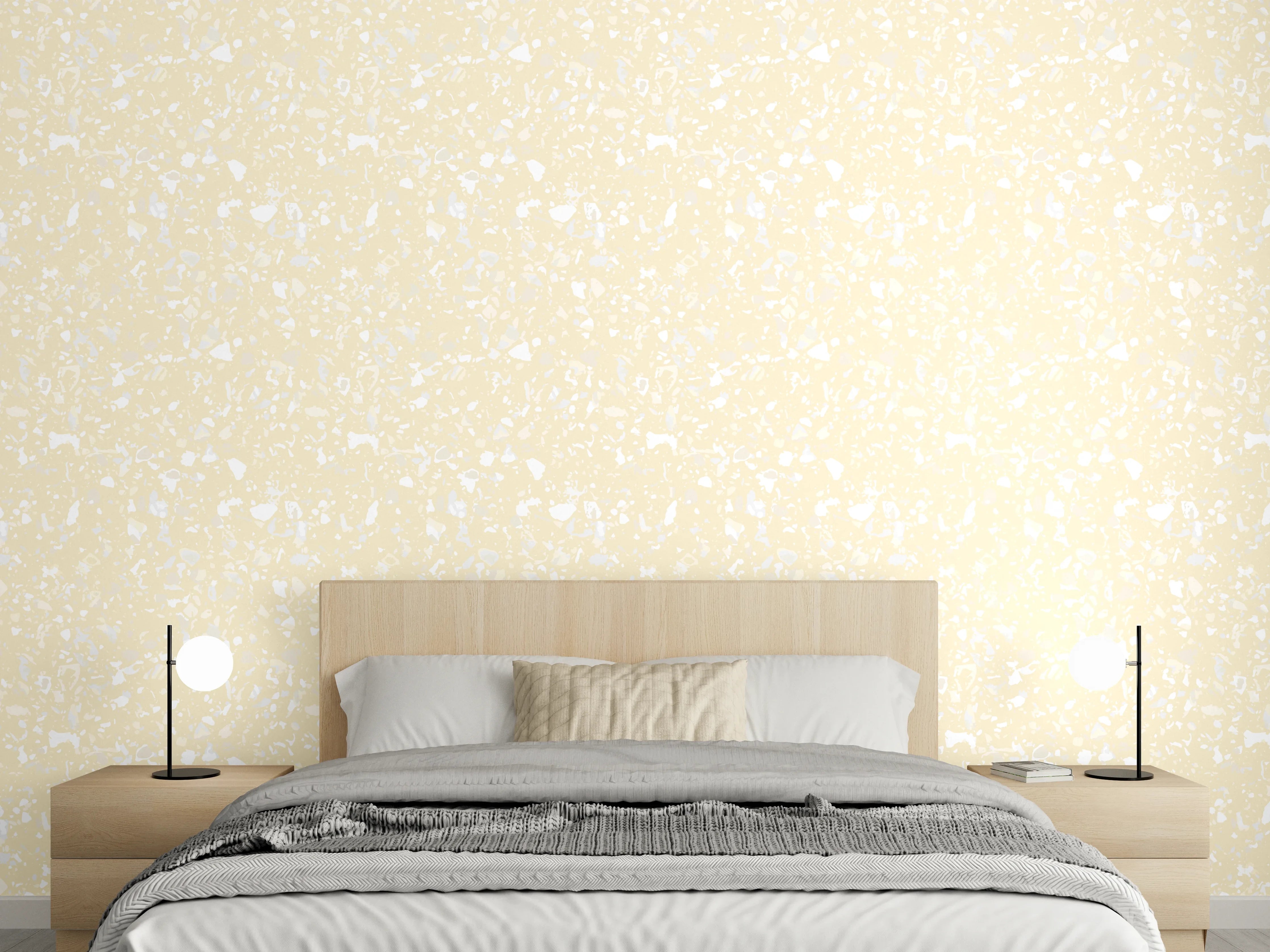 Wandverkleidung Schlafzimmer - Helle, beige Fotowellenszene mit feinen Strukturen