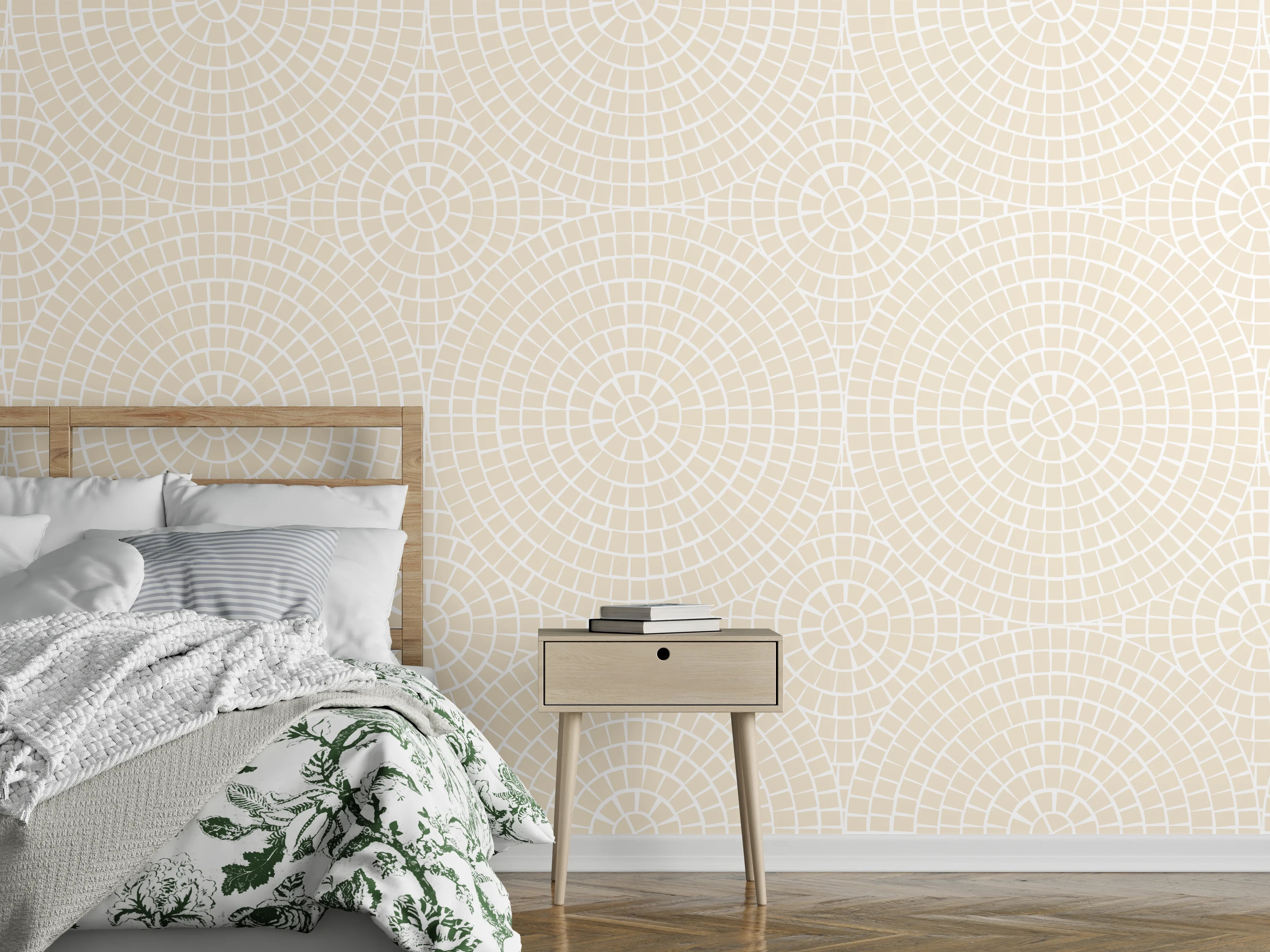 Wandverkleidung Schlafzimmer - Helle, dezente Wandgestaltung mit subtilem Muster