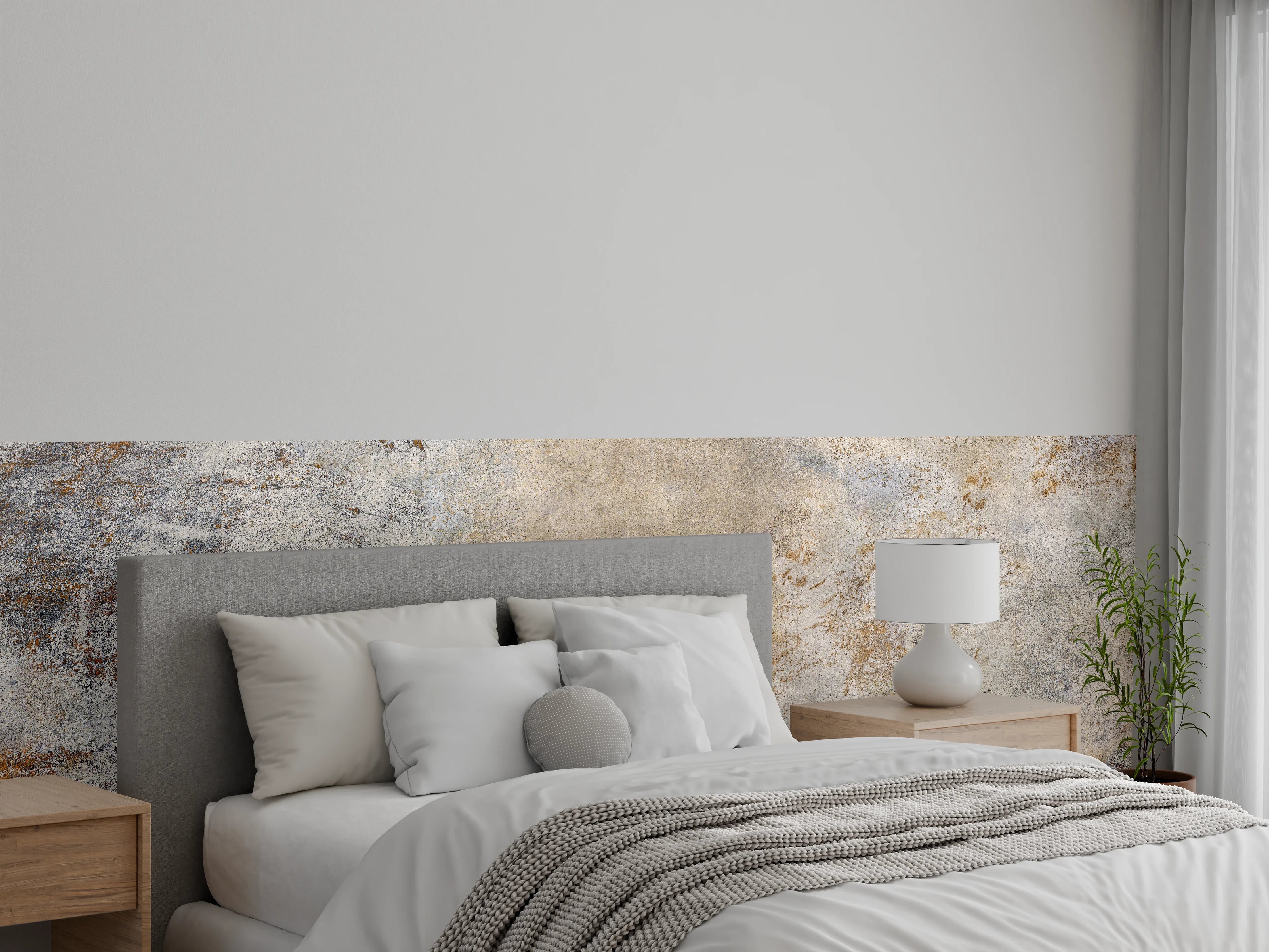 Wandverkleidung Schlafzimmer - Helles Grau mit Struktur