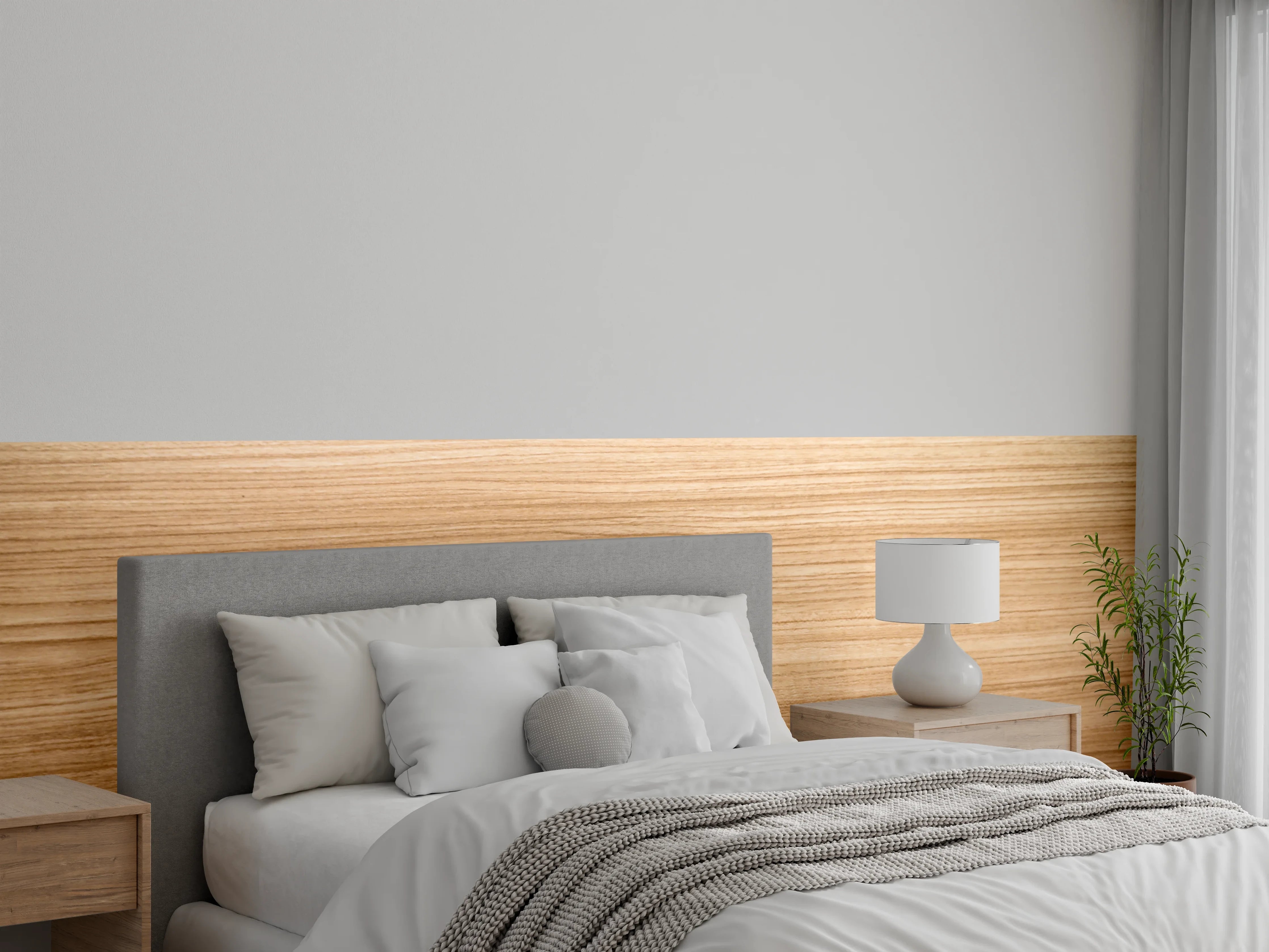 Wandverkleidung Schlafzimmer - Helles Holzdekor mit feiner Maserung