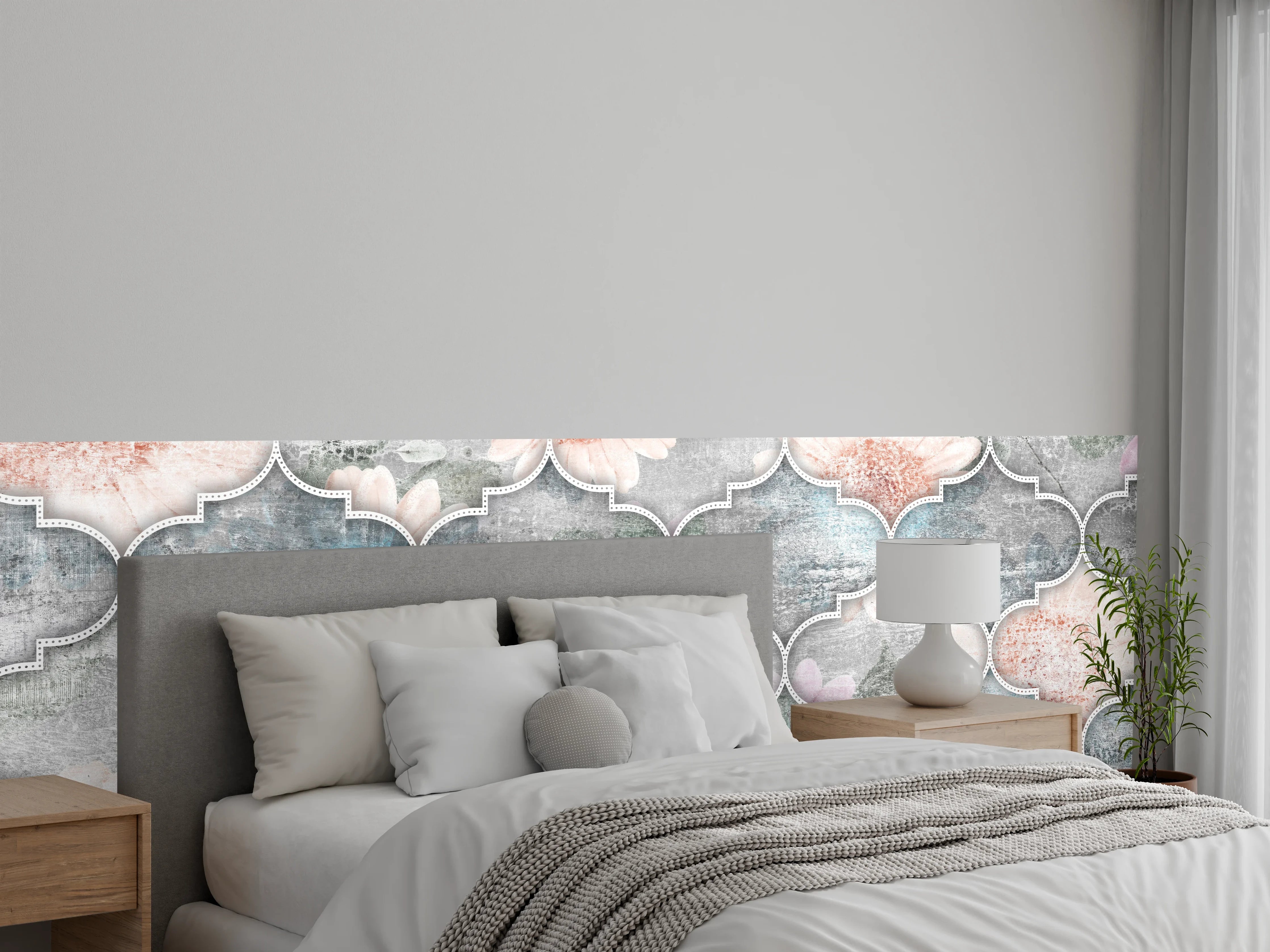 Wandverkleidung Schlafzimmer - Helles Kunstmuster - Floral