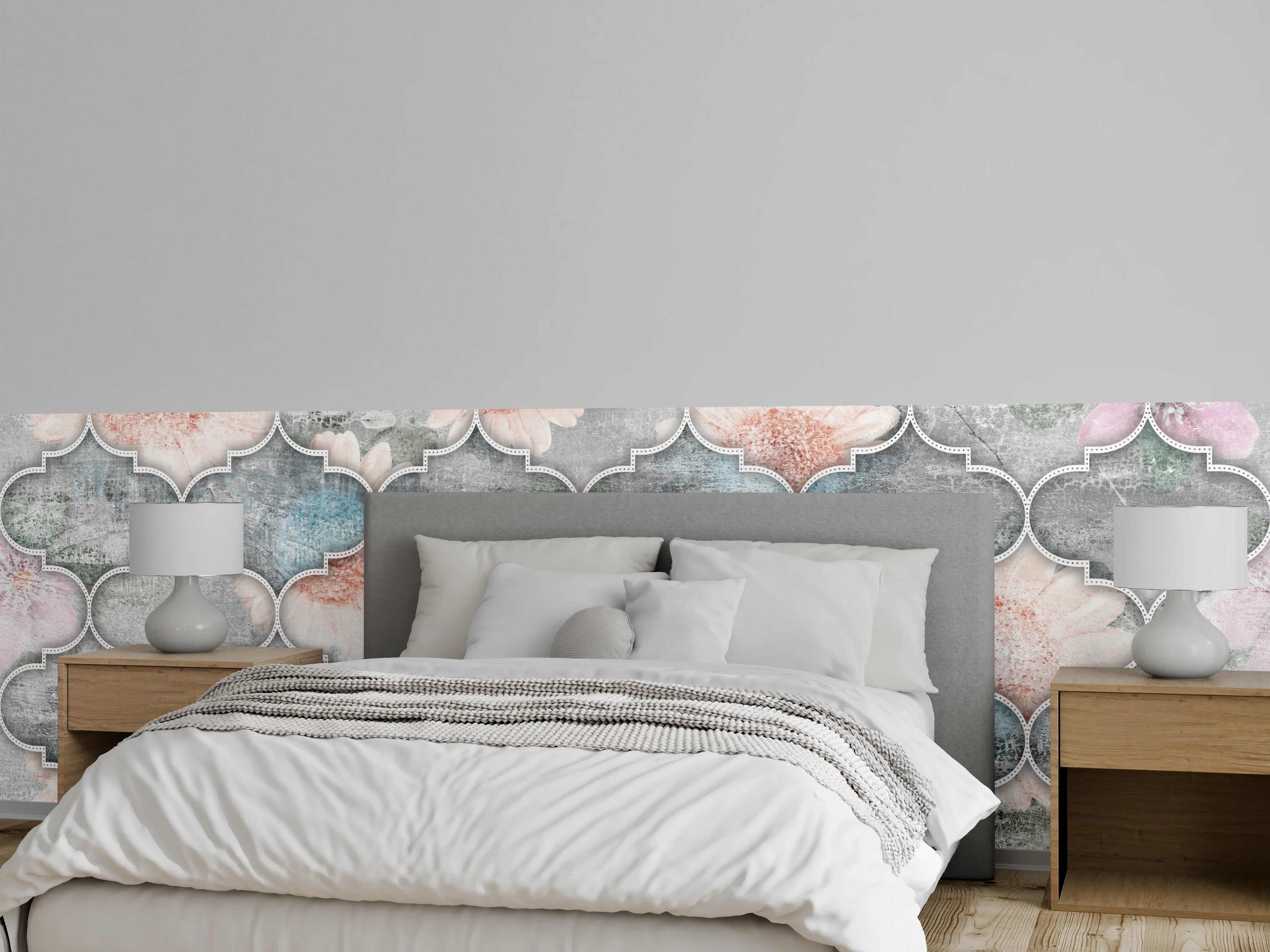 Wandverkleidung Schlafzimmer - Helles Kunstmuster - Floral