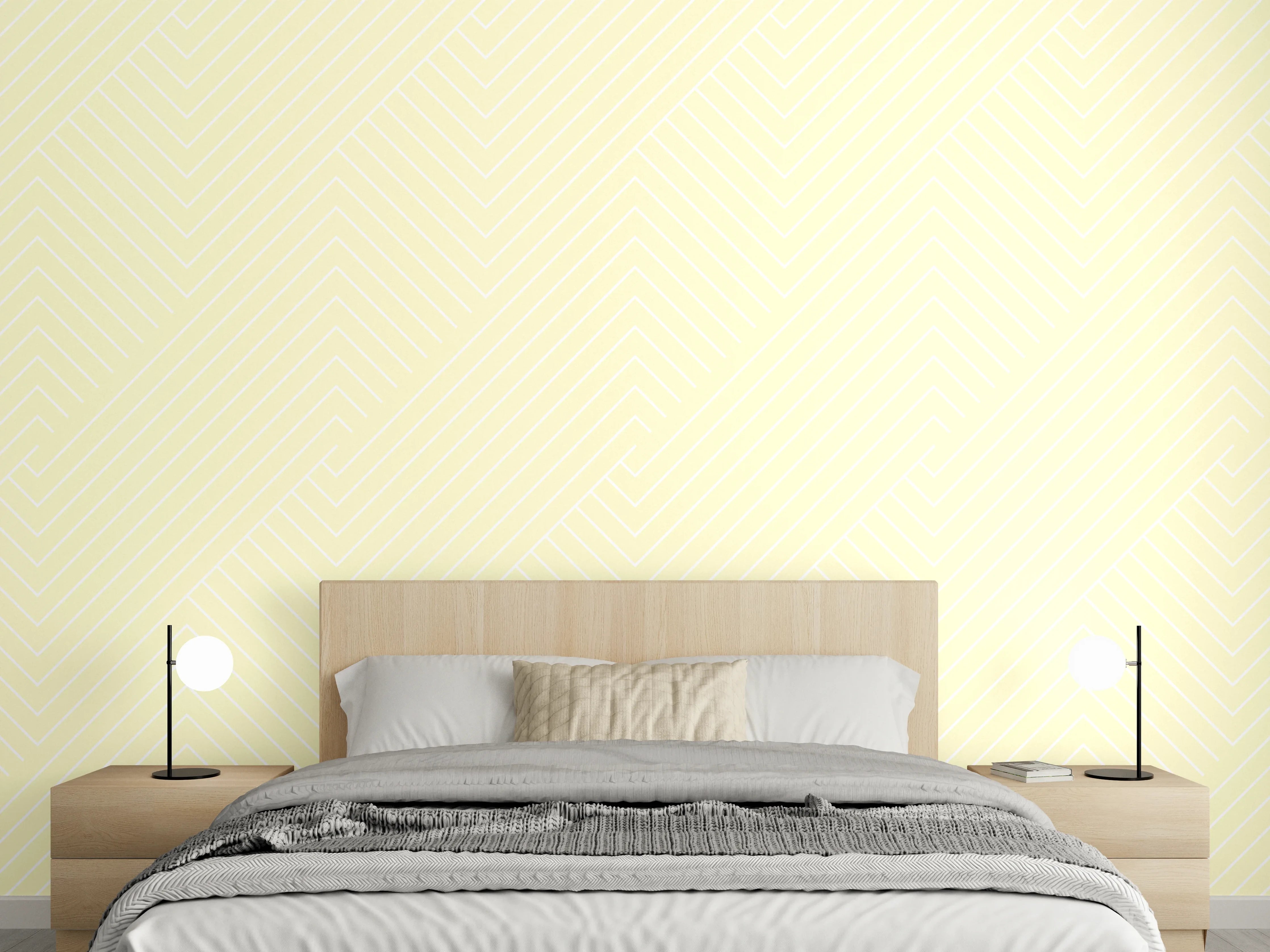 Wandverkleidung Schlafzimmer - Helles Zickzack-Muster in Beige