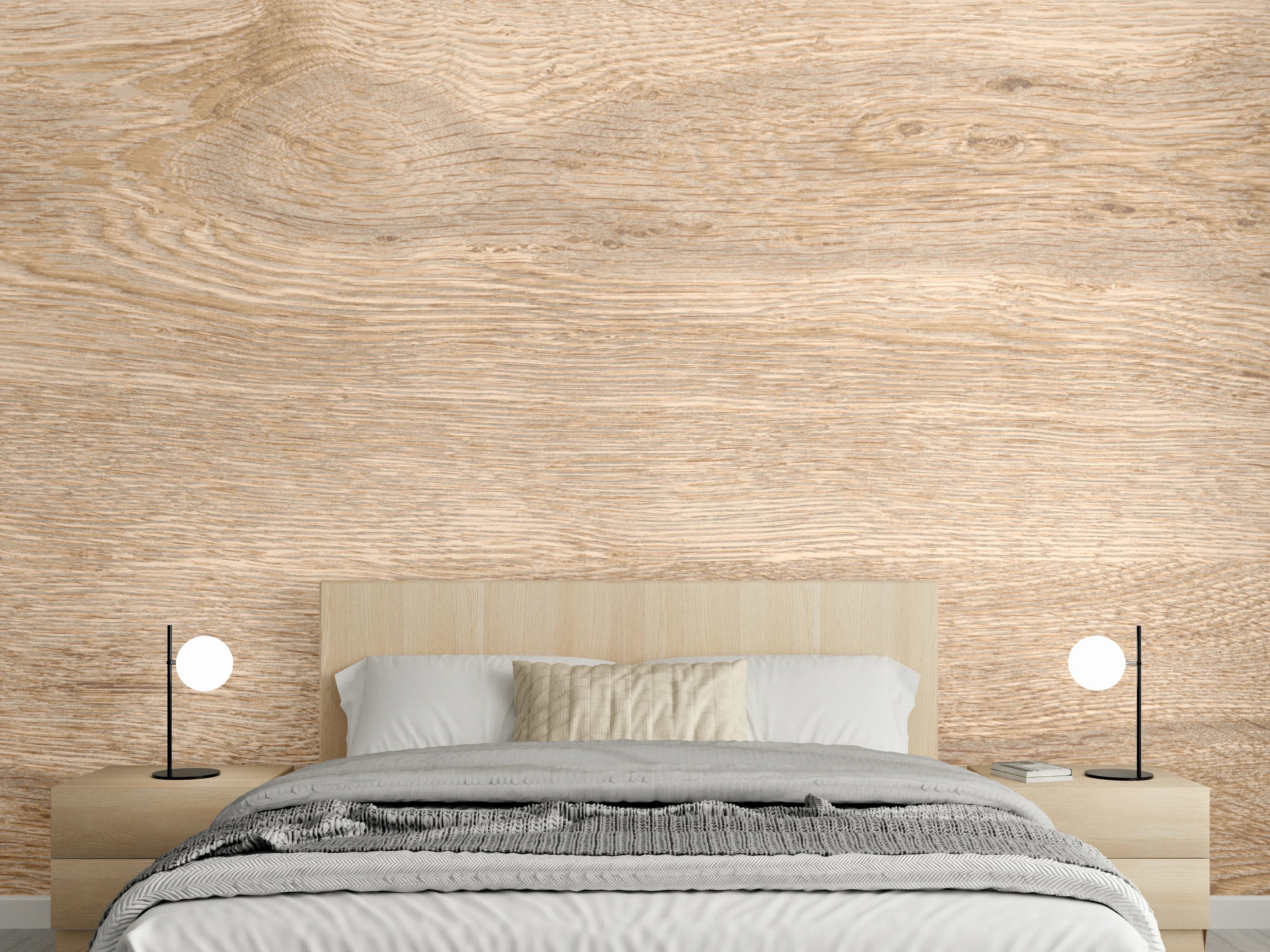 Wandverkleidung Schlafzimmer - Helles trockenes Holz