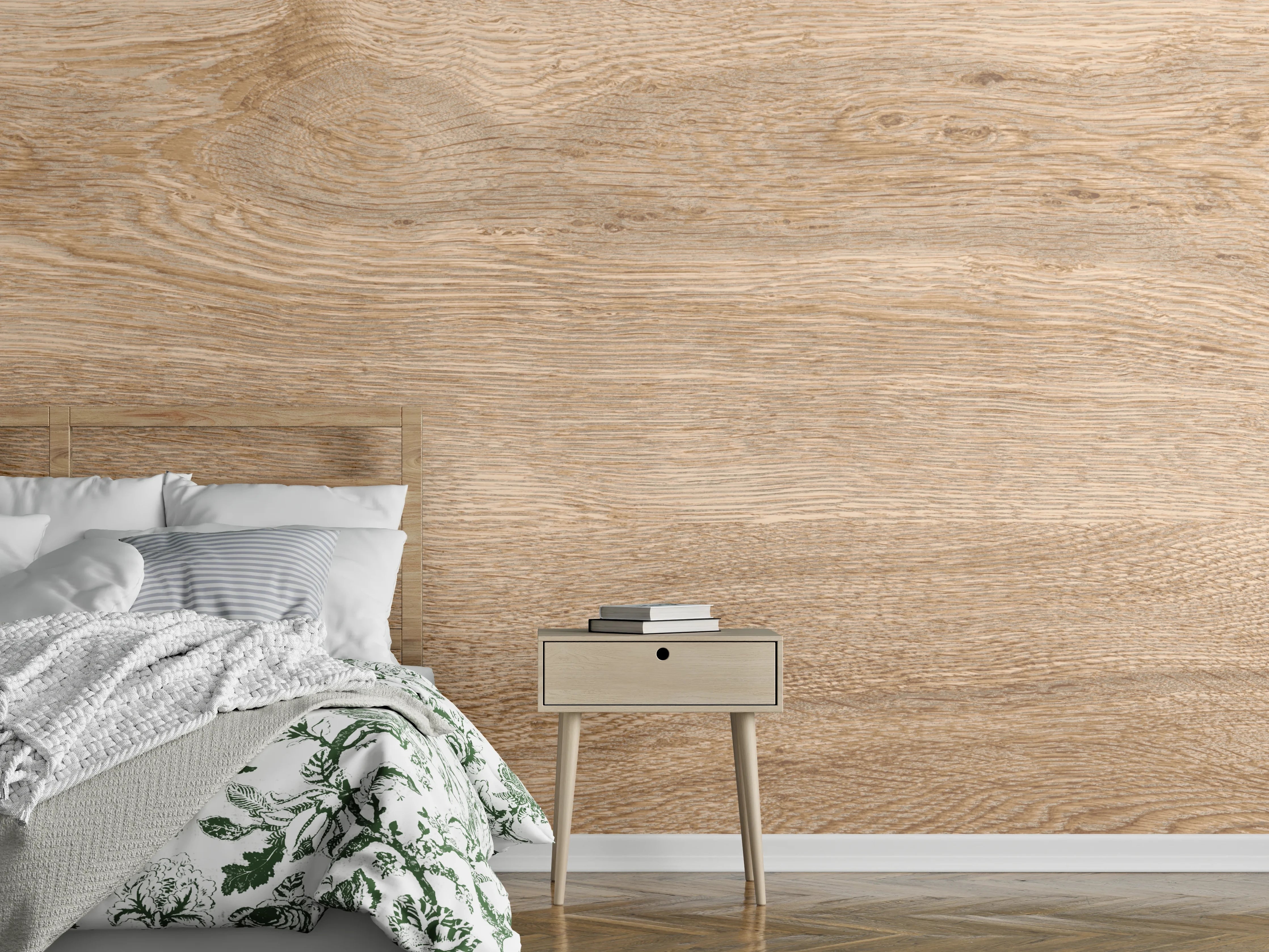 Wandverkleidung Schlafzimmer - Helles trockenes Holz