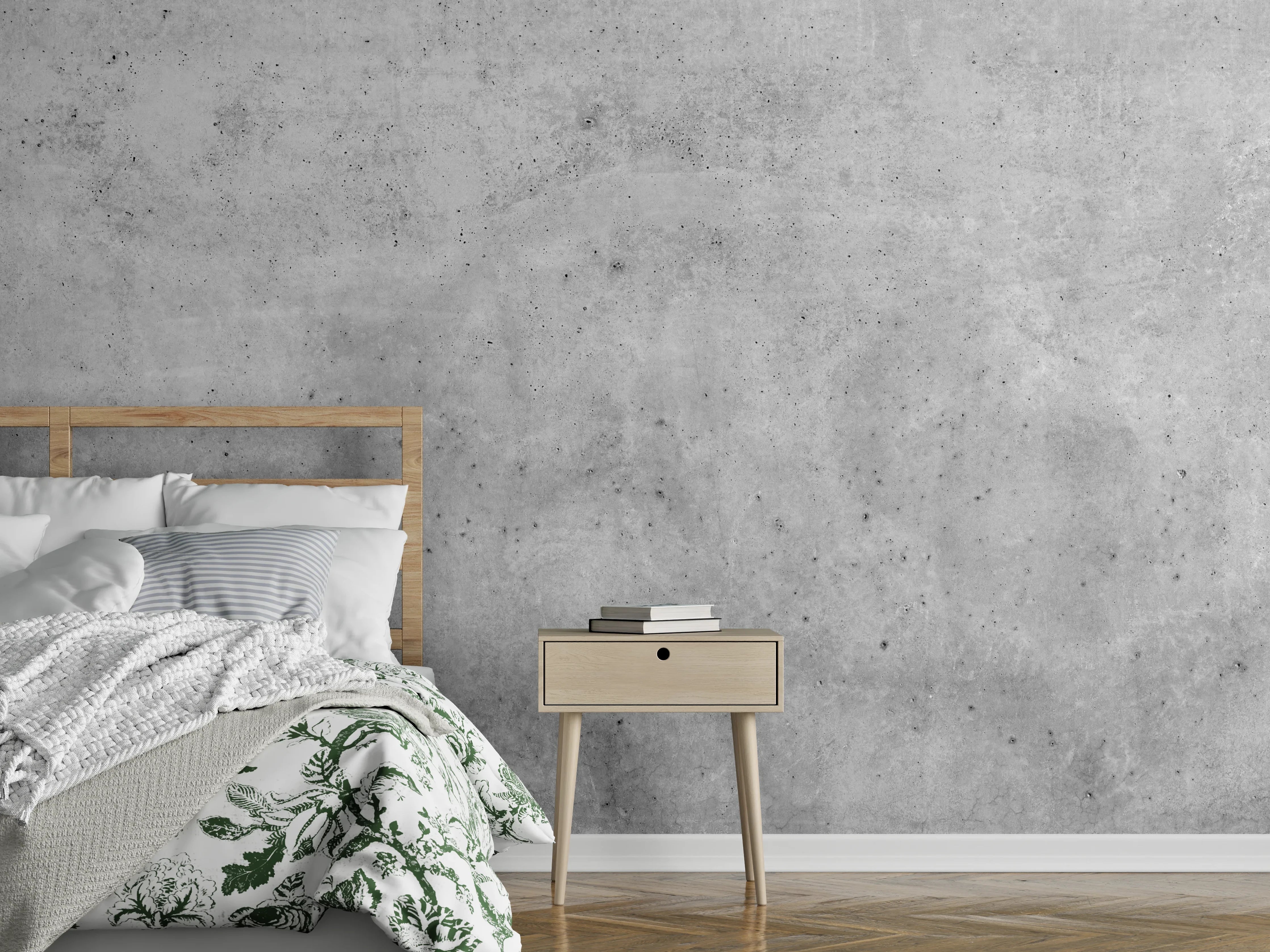 Wandverkleidung Schlafzimmer - Hellgraue alte Betonwand