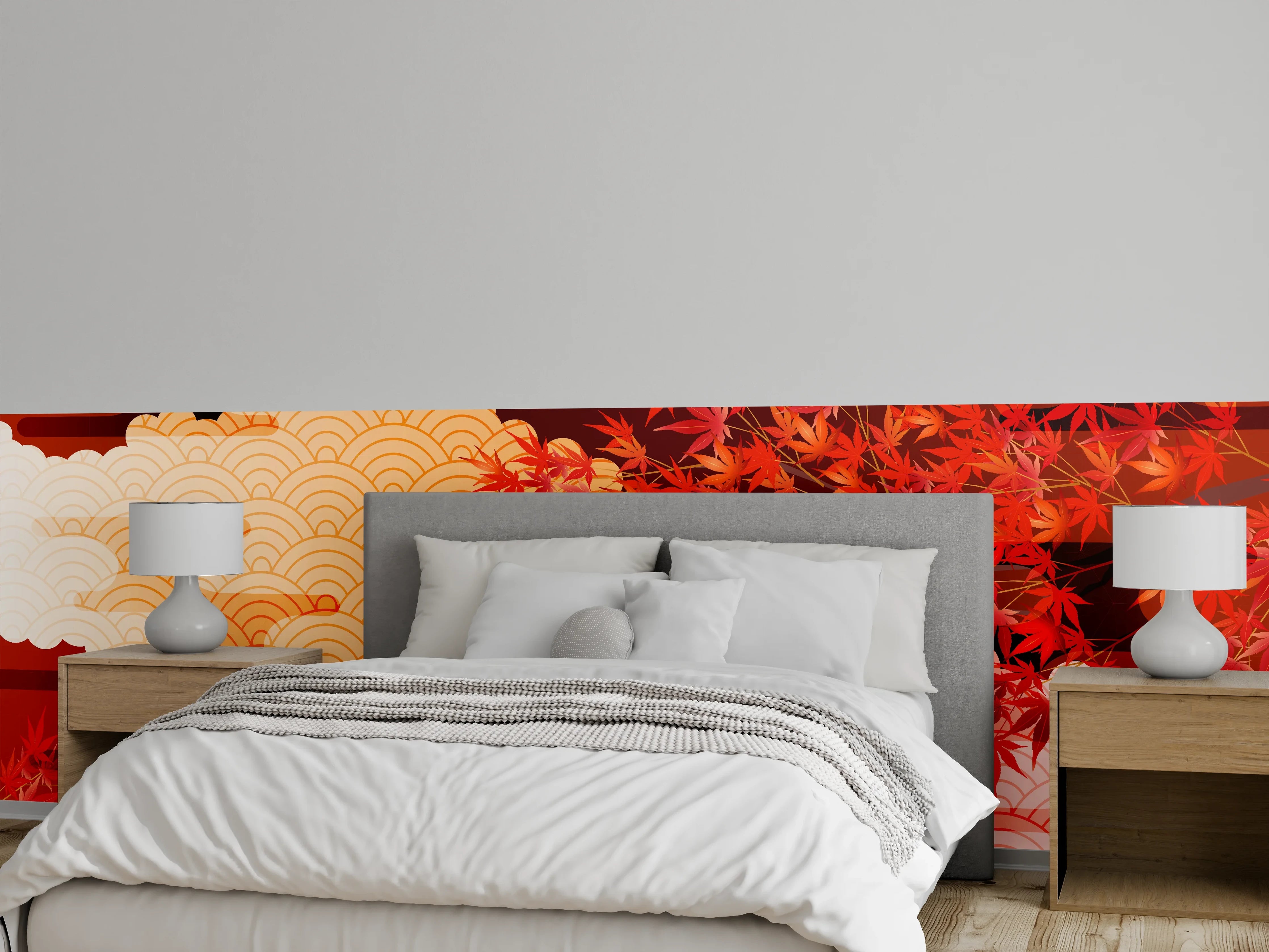 Wandverkleidung Schlafzimmer - Herbstliche Ahornblätter-Muster