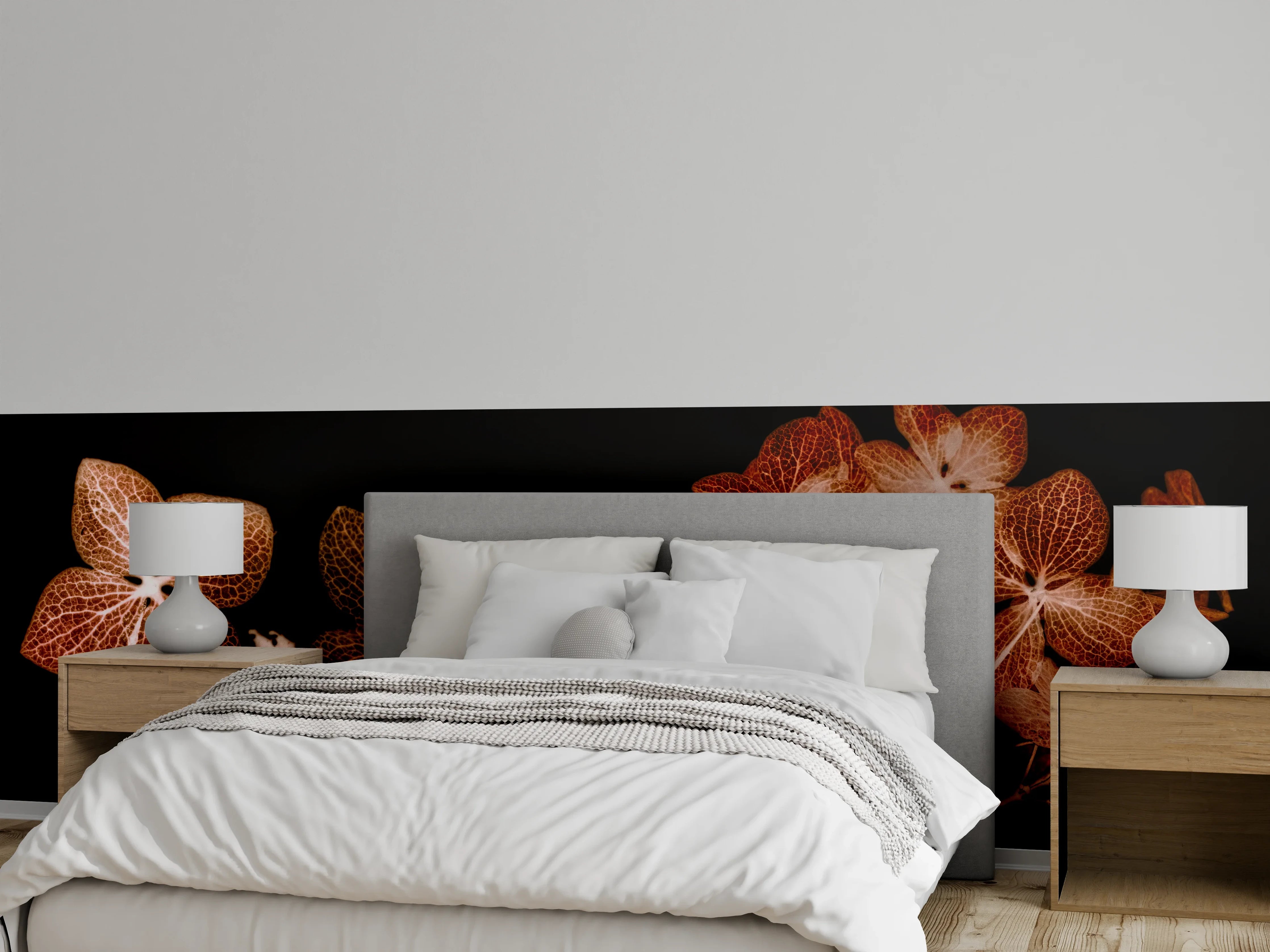 Wandverkleidung Schlafzimmer - Herbstliche filigrane Blüten Ästhetik