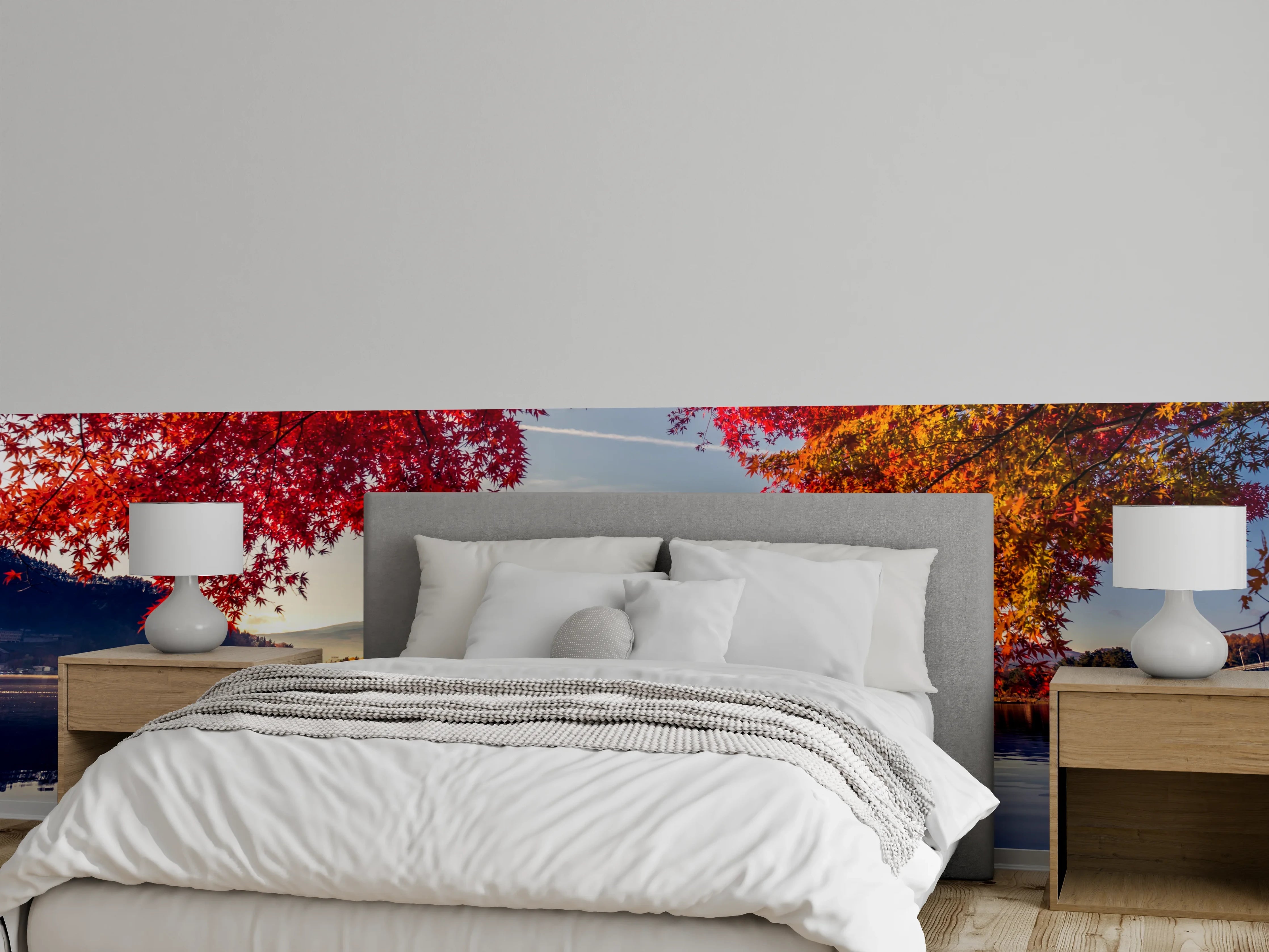 Wandverkleidung Schlafzimmer - Herbstpanorama am Fuji: Naturidylle genießen