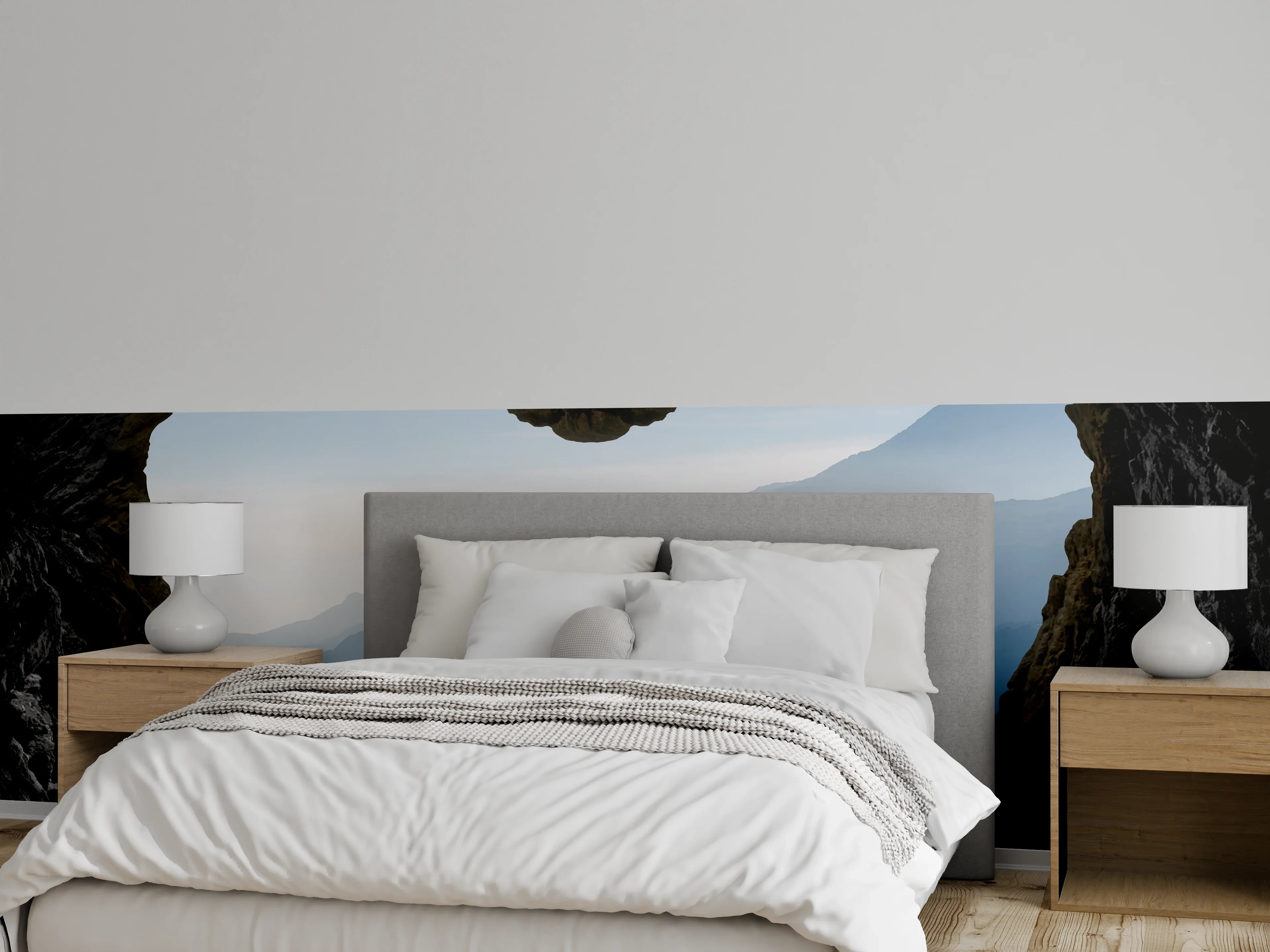 Wandverkleidung Schlafzimmer - Herzförmige Höhle mit Alpenblick