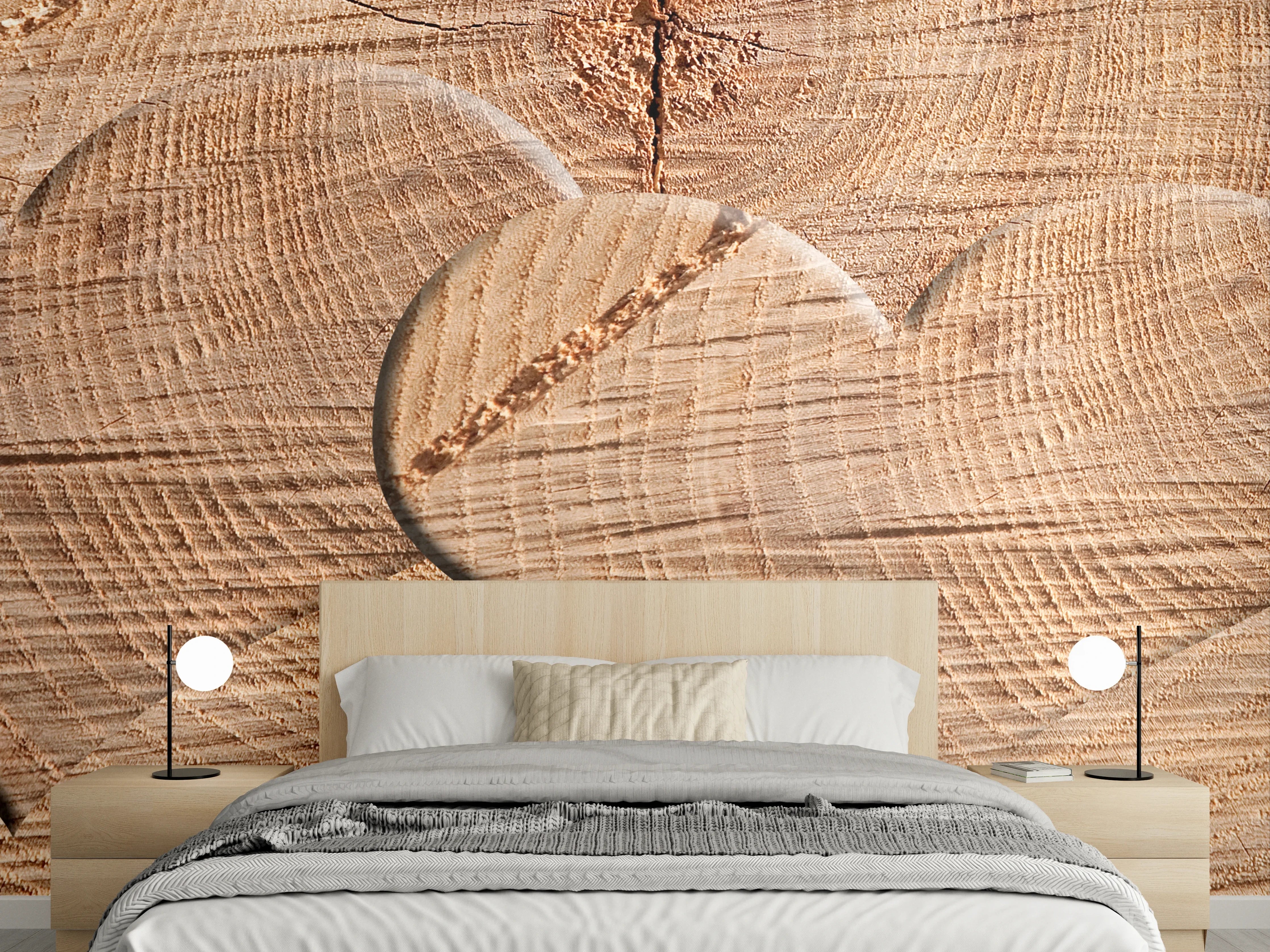 Wandverkleidung Schlafzimmer - Herzgravur Holzoptik: Natürliche Wanddekoration