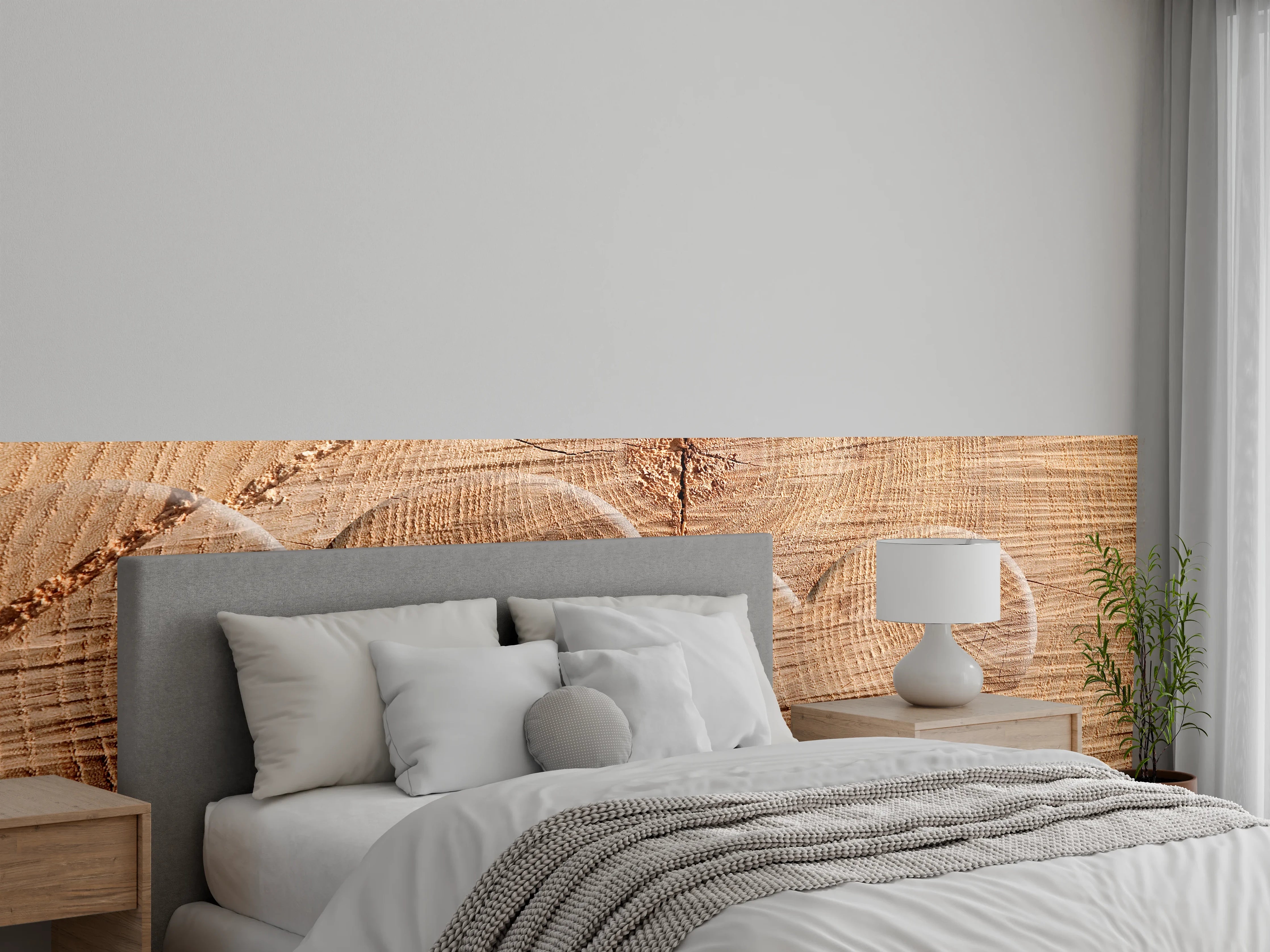 Wandverkleidung Schlafzimmer - Herzgravur Holzoptik: Natürliche Wanddekoration