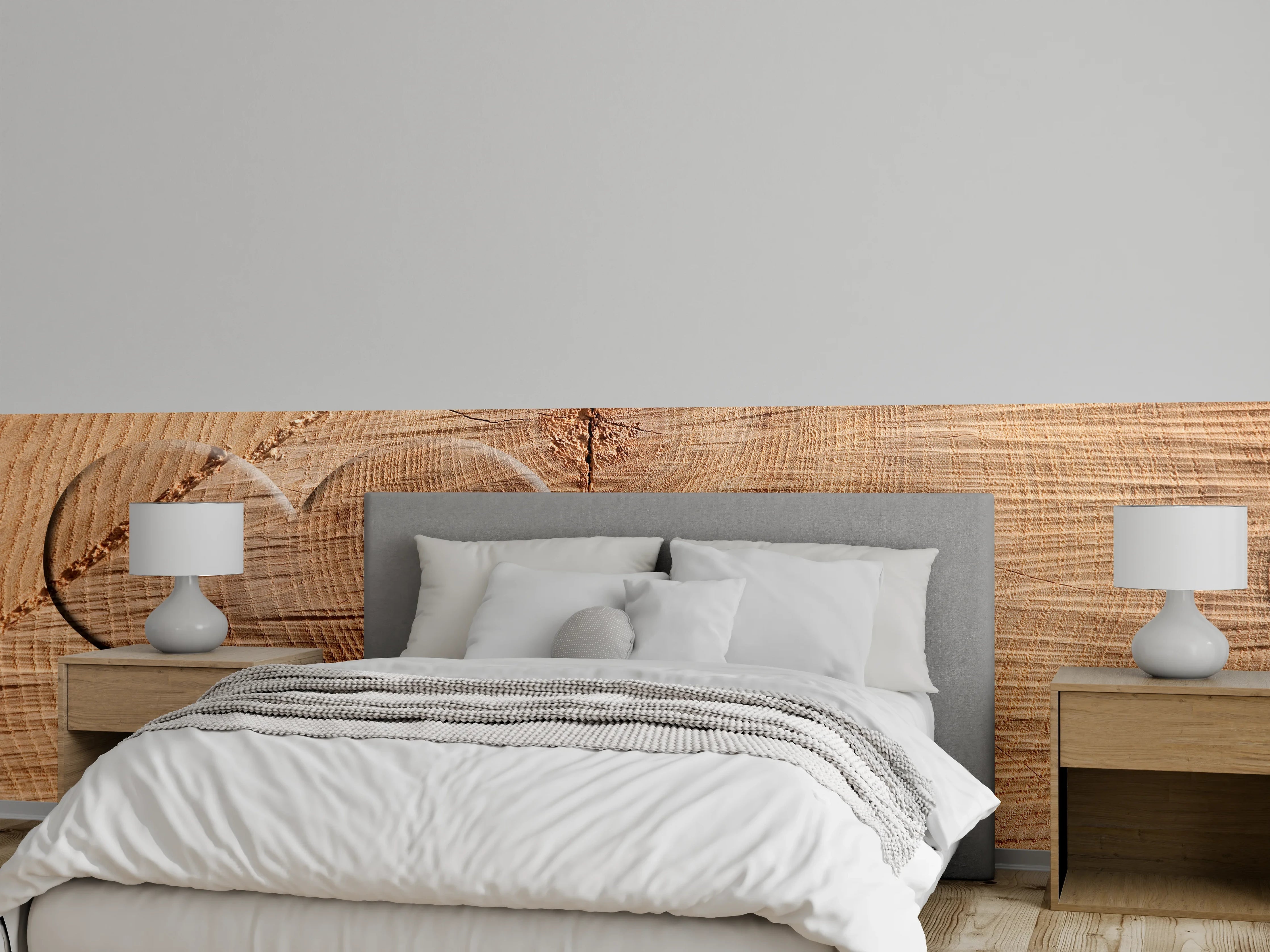 Wandverkleidung Schlafzimmer - Herzgravur Holzoptik: Natürliche Wanddekoration