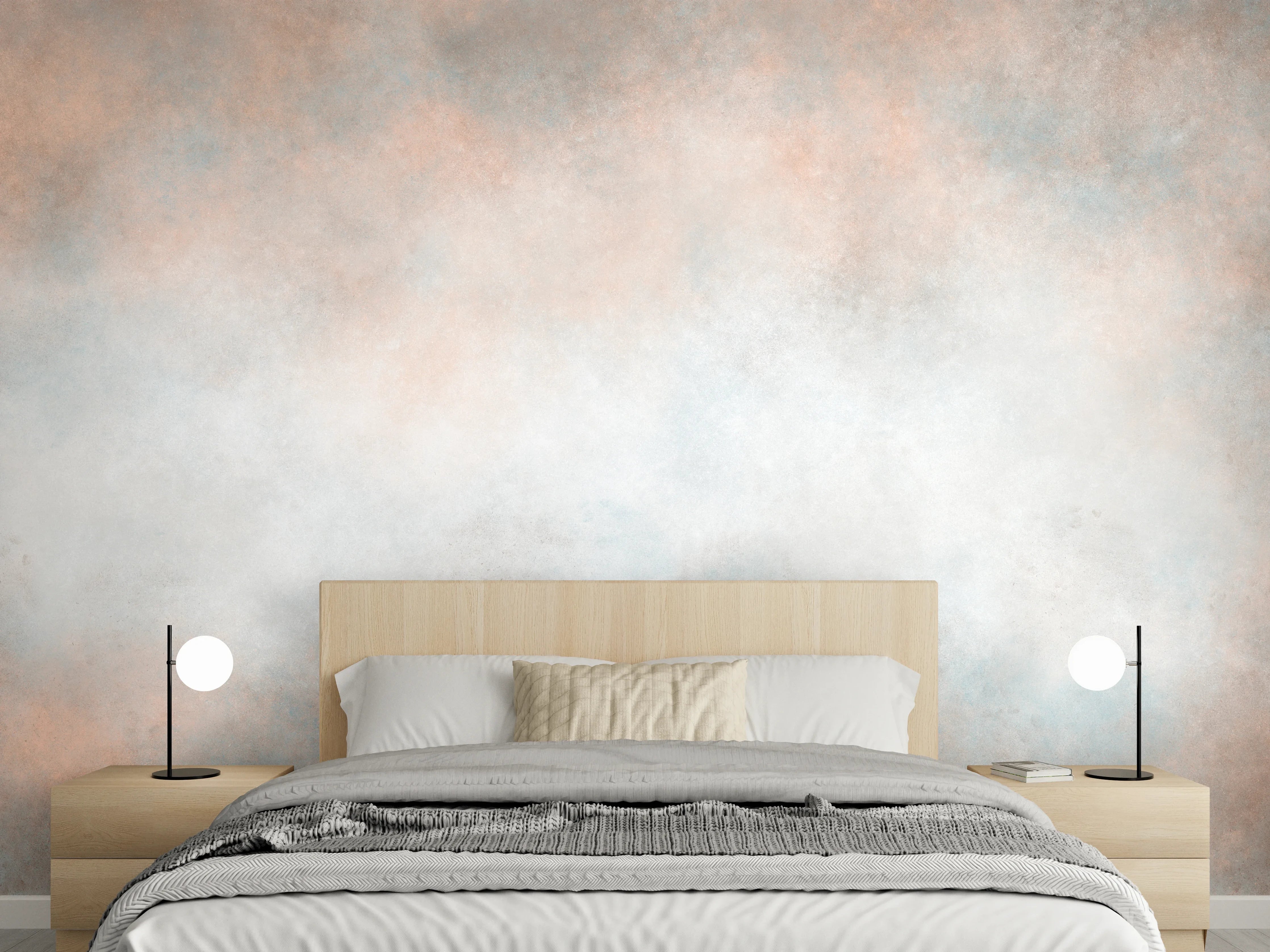 Wandverkleidung Schlafzimmer - Himmel mit Wolken und Farbverlauf