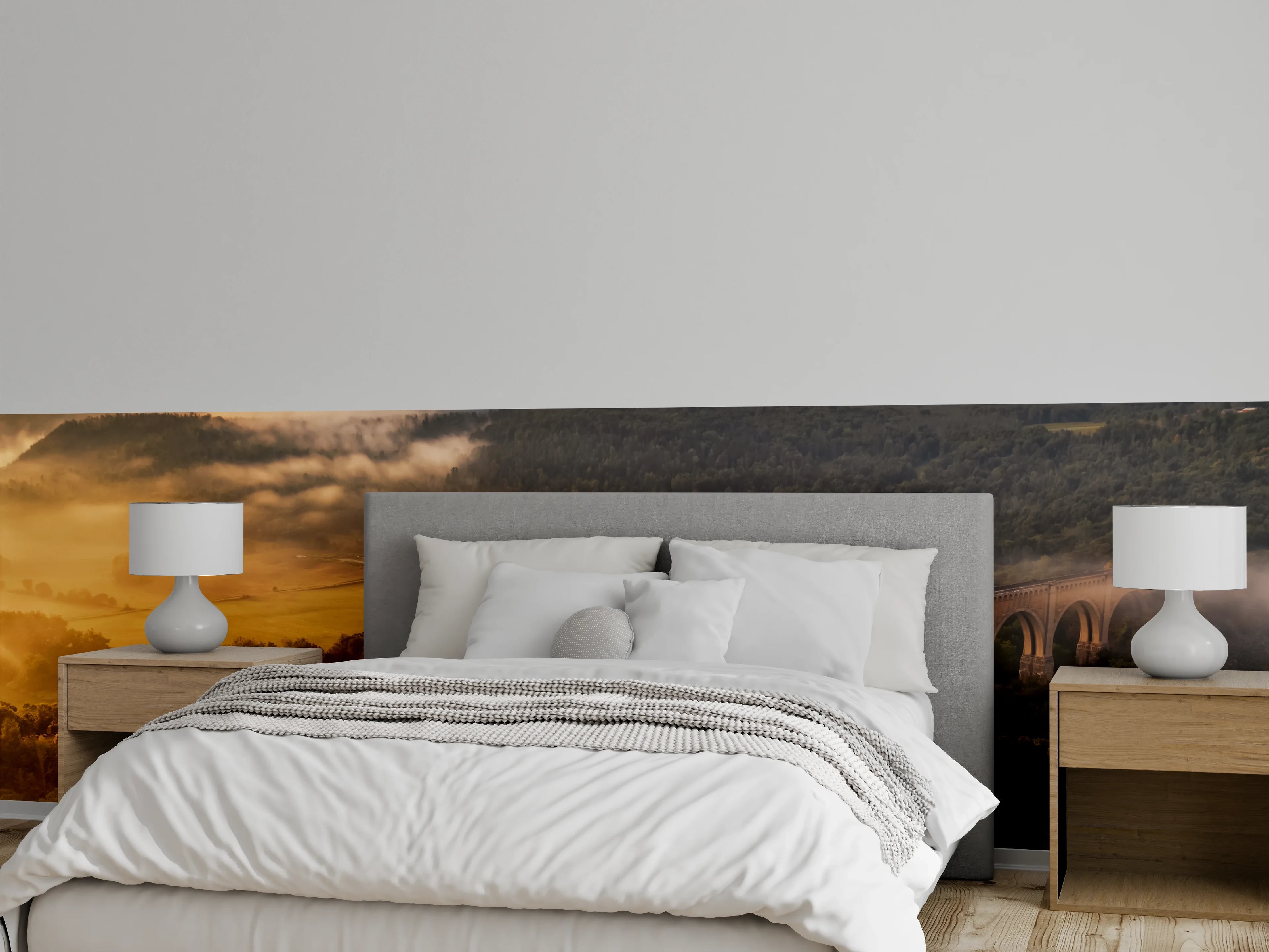 Wandverkleidung Schlafzimmer - Historische Brücke im Sonnenaufgang