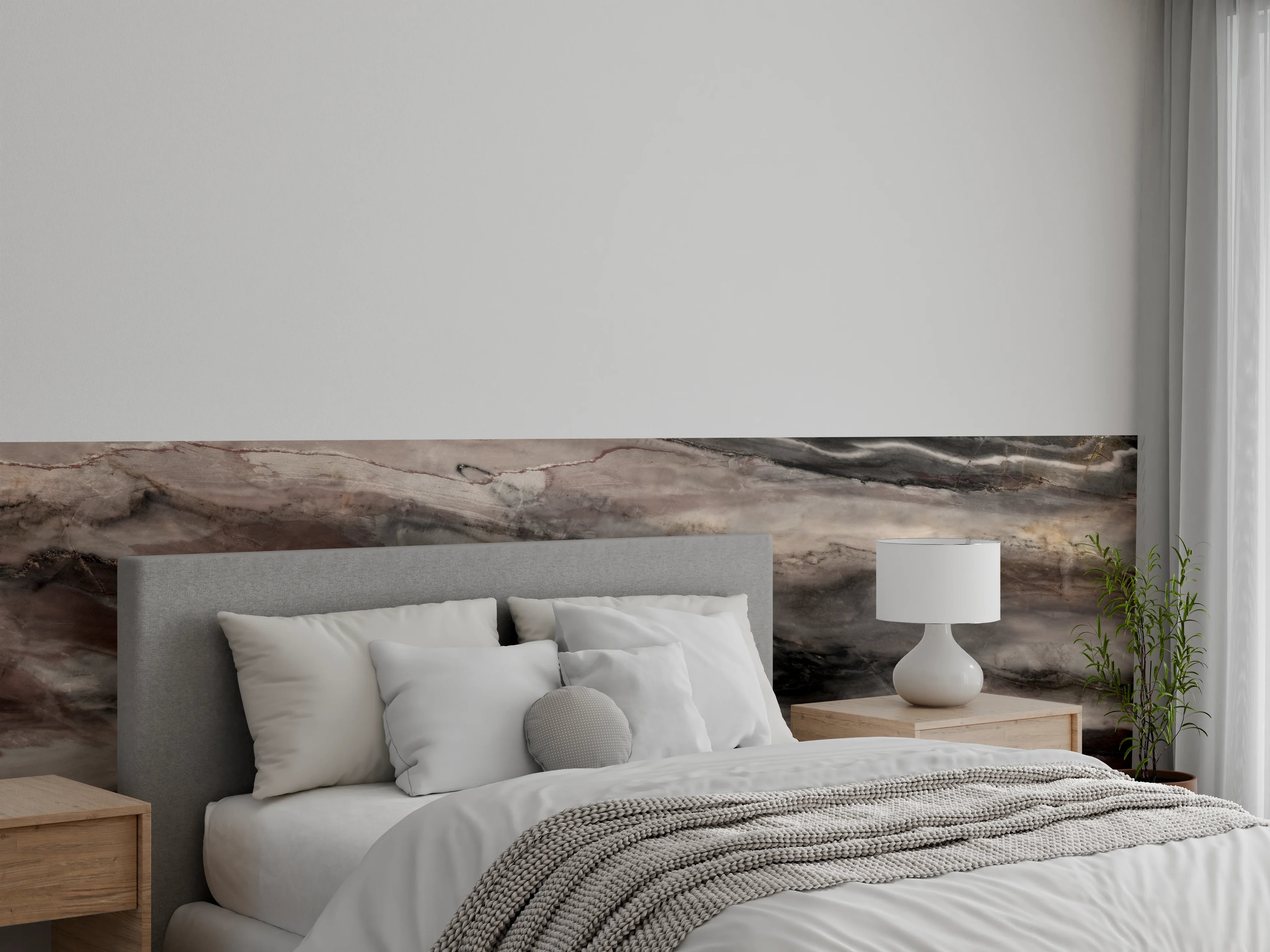 Wandverkleidung Schlafzimmer - Holz-Marmor Textur