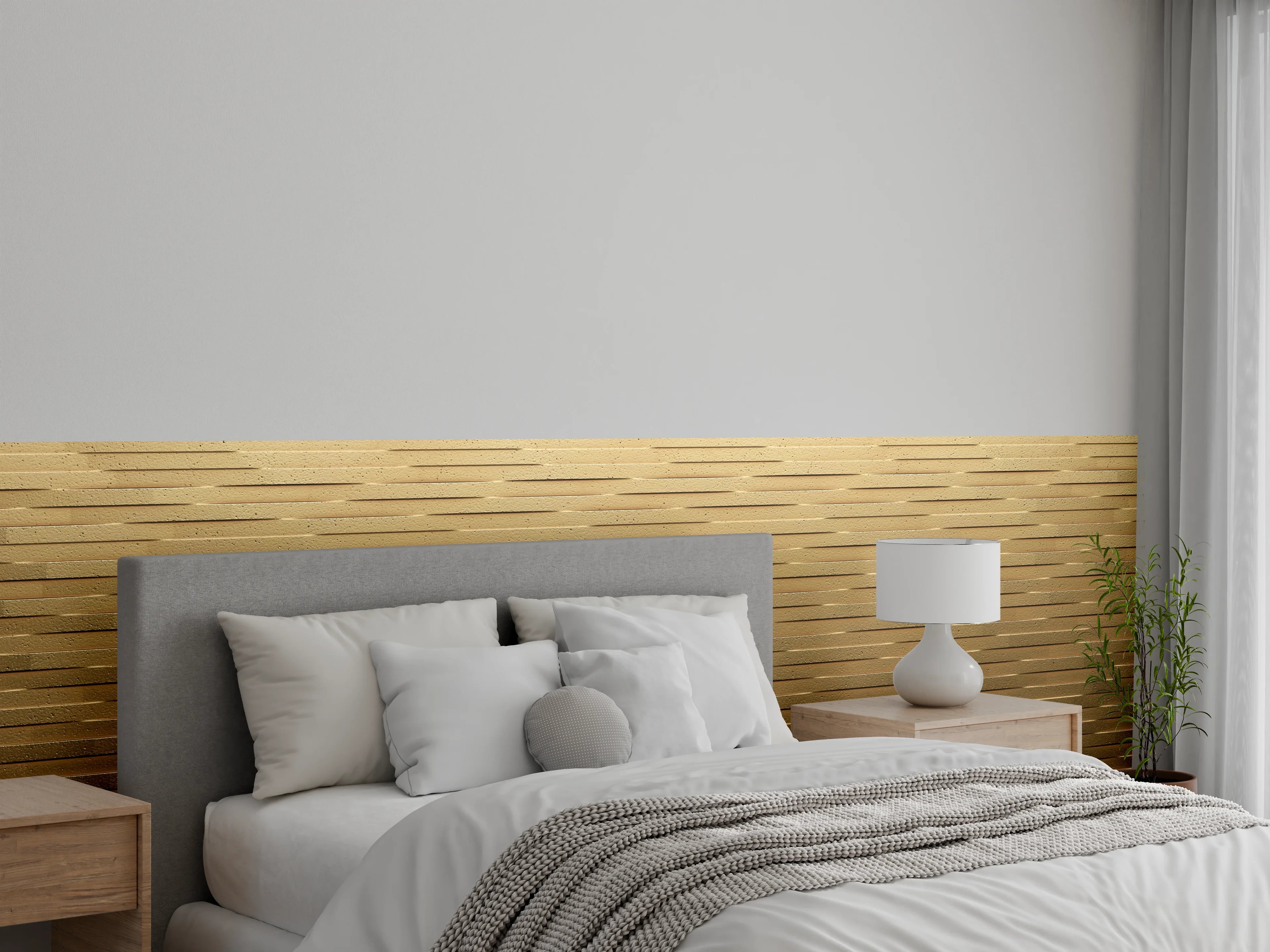 Wandverkleidung Schlafzimmer - Holz-Relief Wandmuster Braun Optik