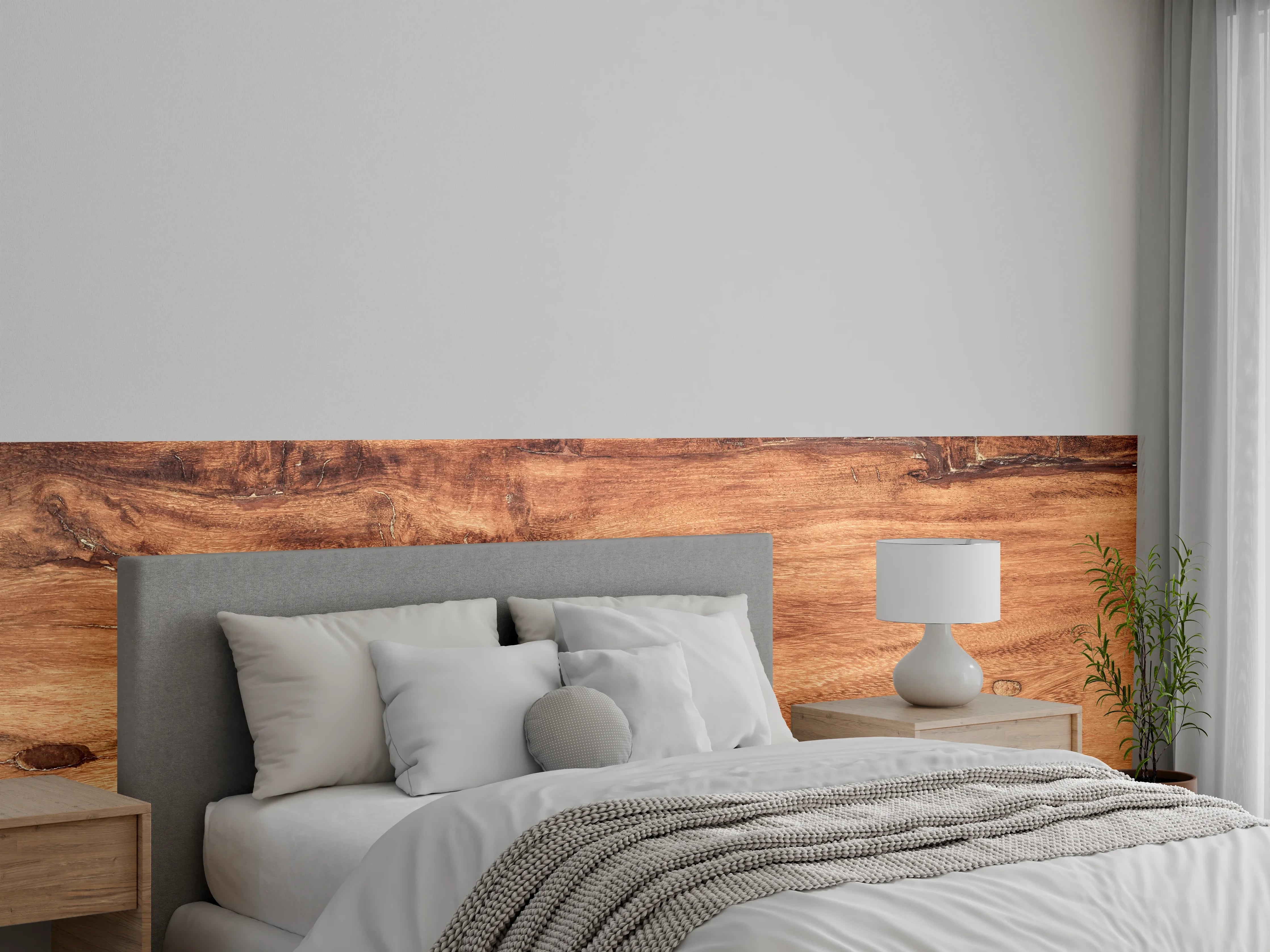 Wandverkleidung Schlafzimmer - Holzoptik Braun Natur Maserung