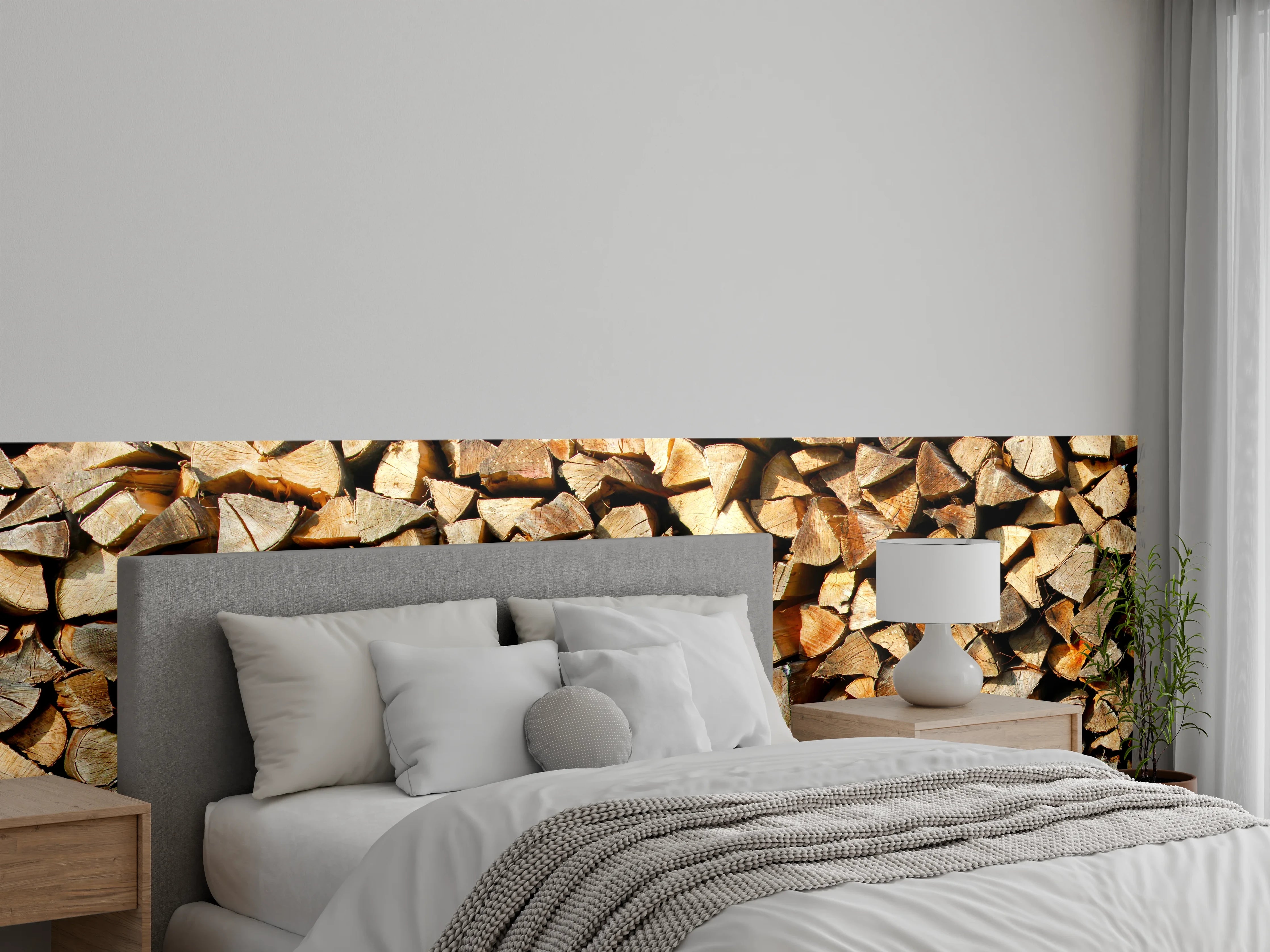 Wandverkleidung Schlafzimmer - Holzstämme