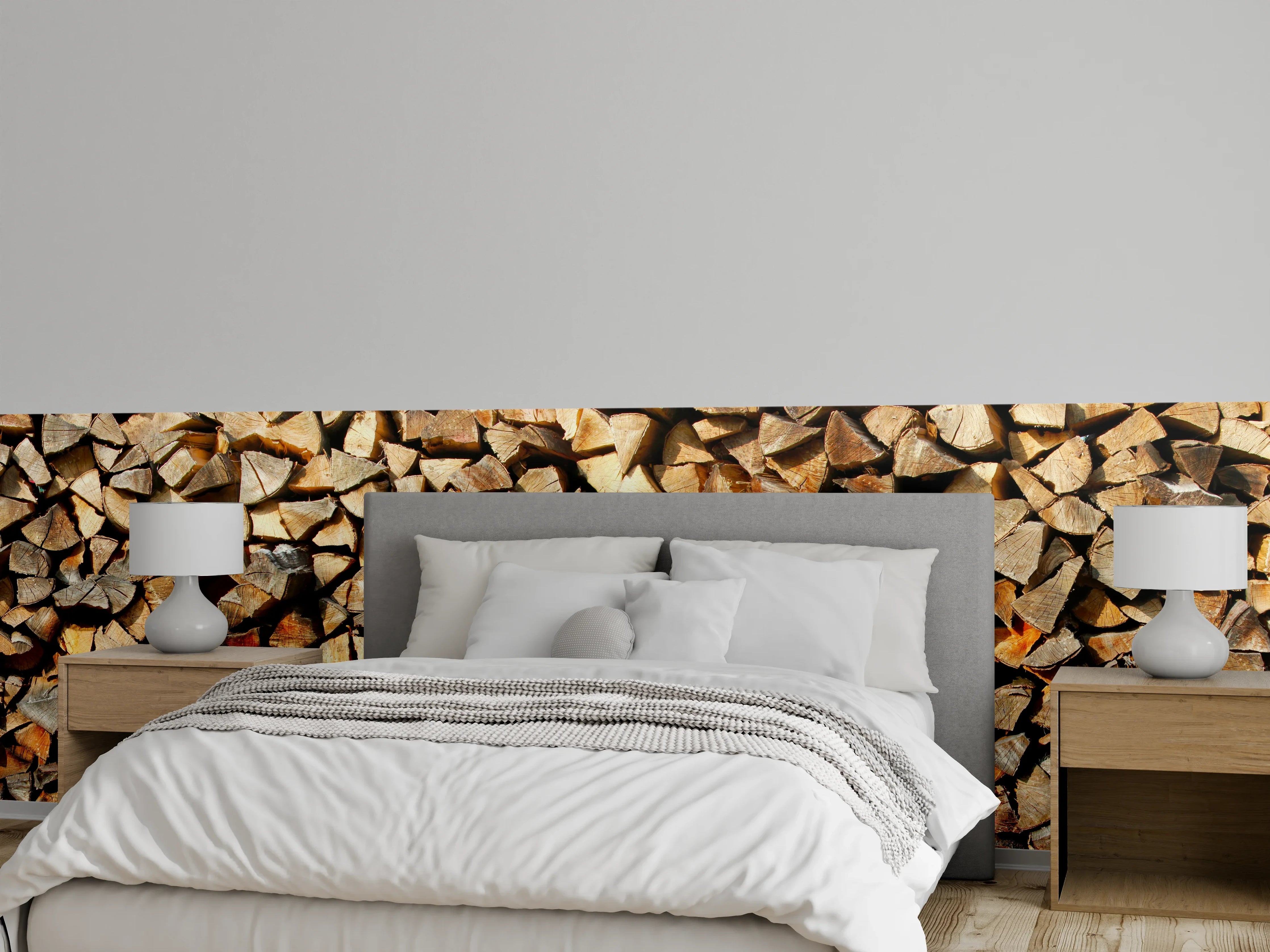 Wandverkleidung Schlafzimmer - Holzstämme