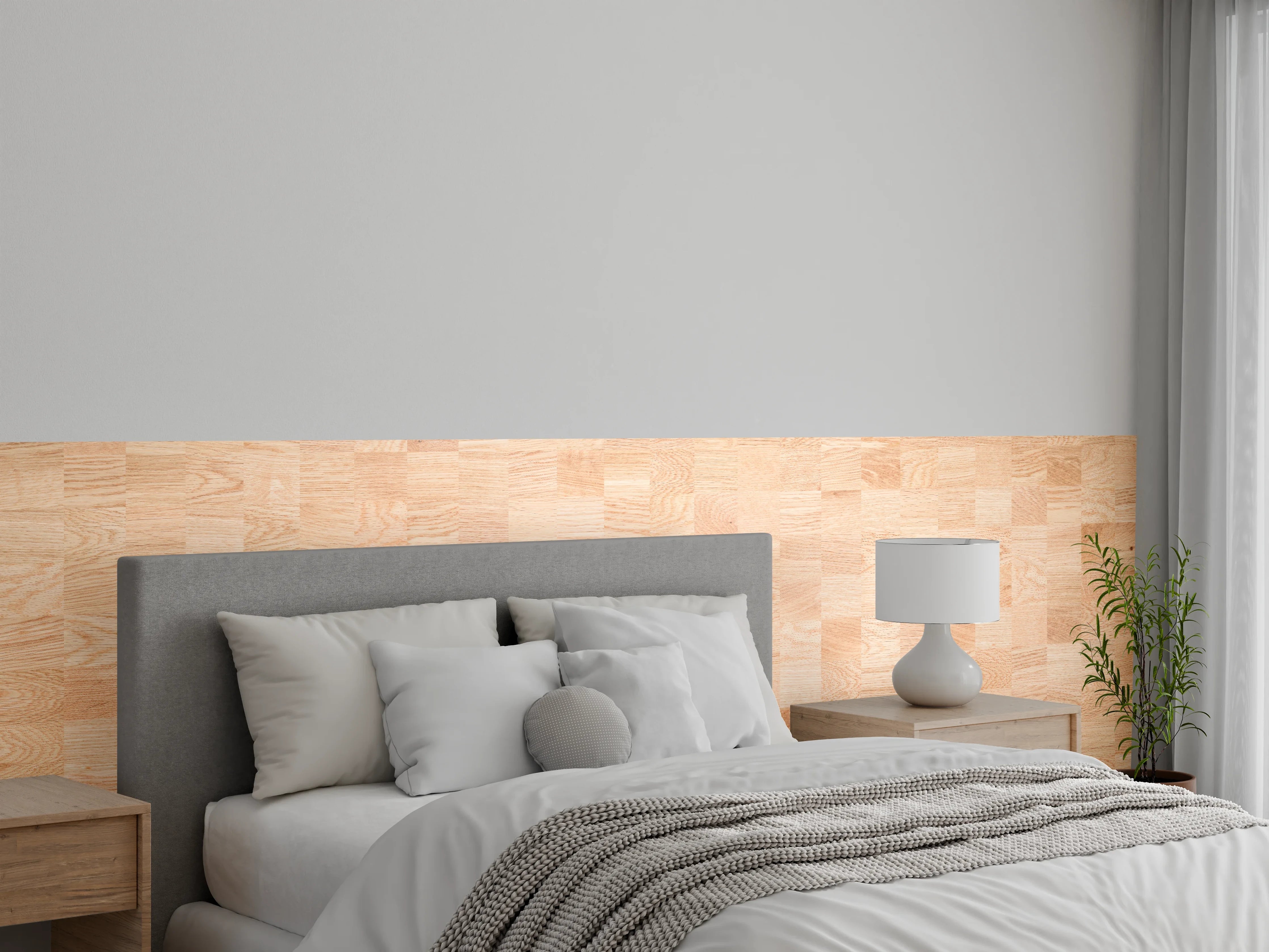 Wandverkleidung Schlafzimmer - Holztextur aus Eschenholz