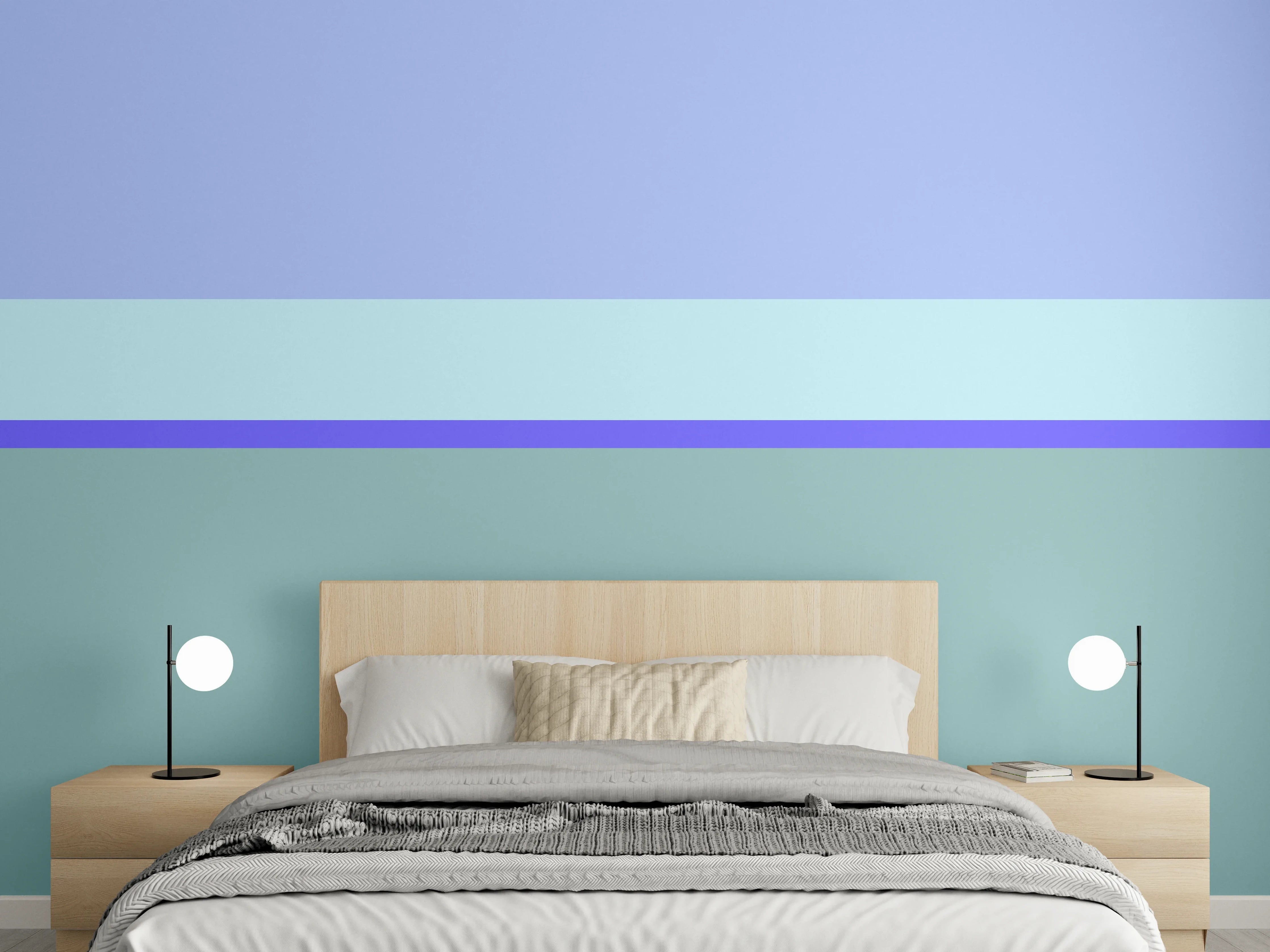 Wandverkleidung Schlafzimmer - Horizont Abstrakt Blau Grün Minimal