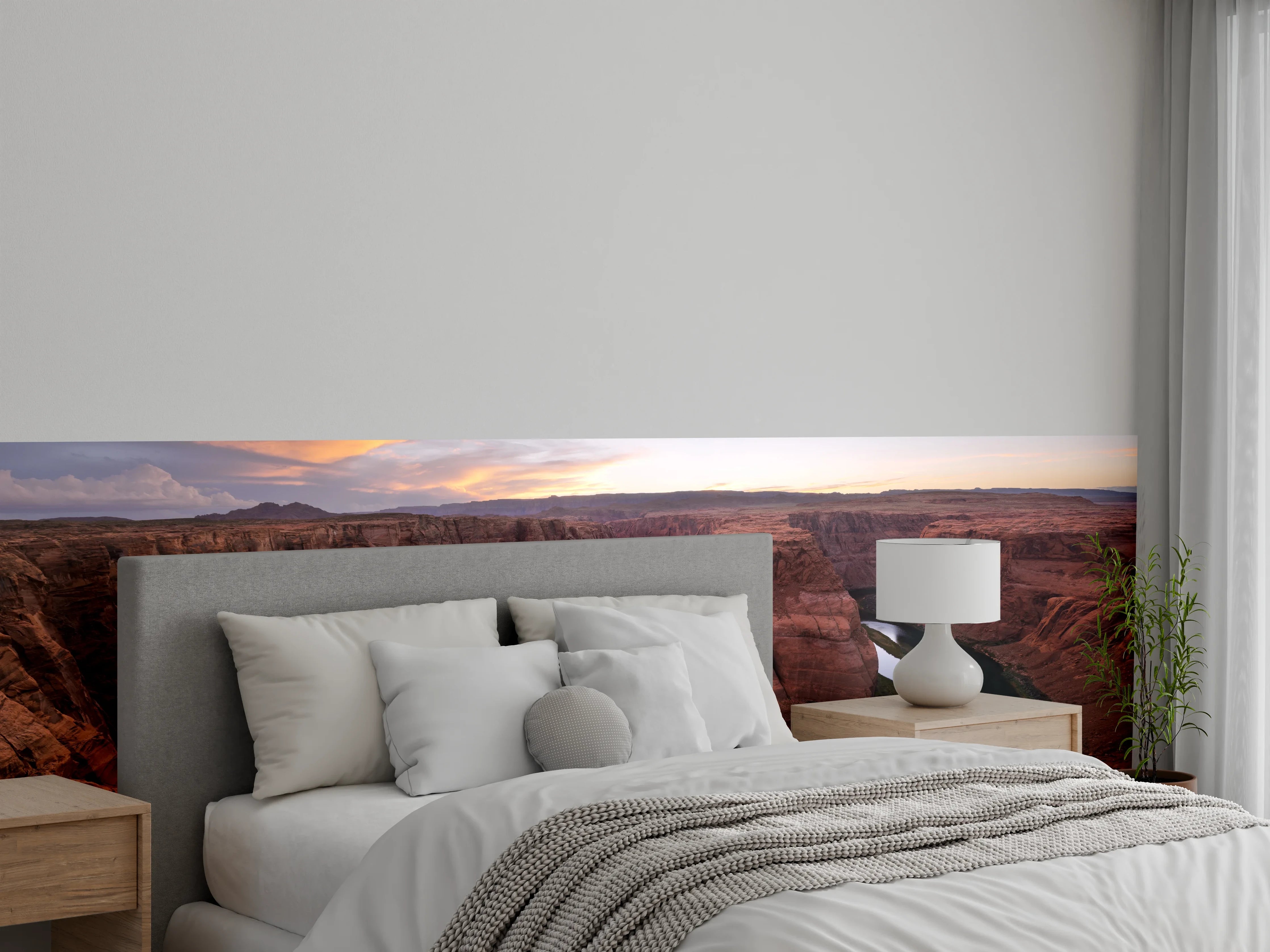 Wandverkleidung Schlafzimmer - Horseshoe Bend Sonnenuntergang Fotokunst