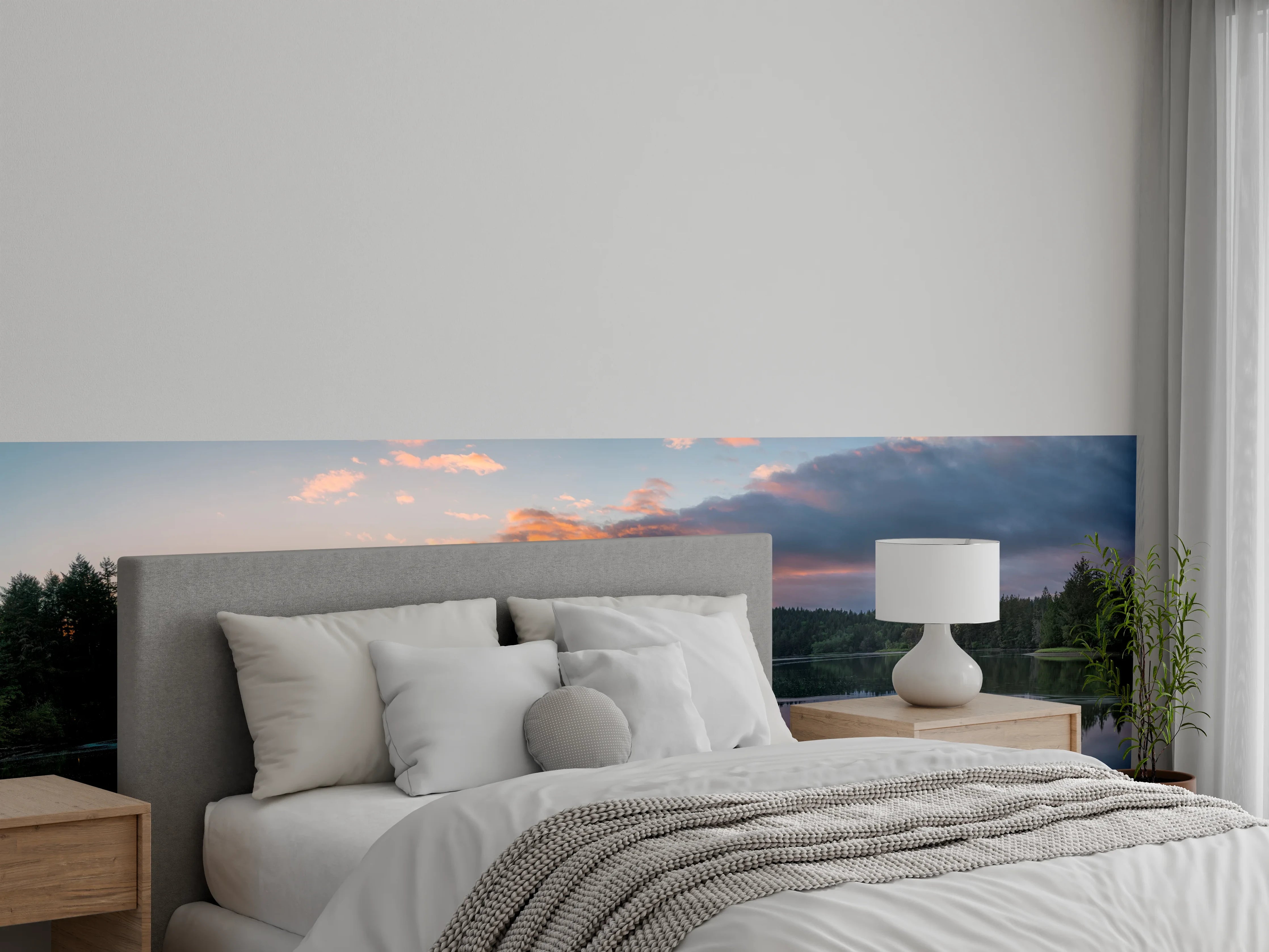 Wandverkleidung Schlafzimmer - Idyllischer See bei Sonnenuntergang