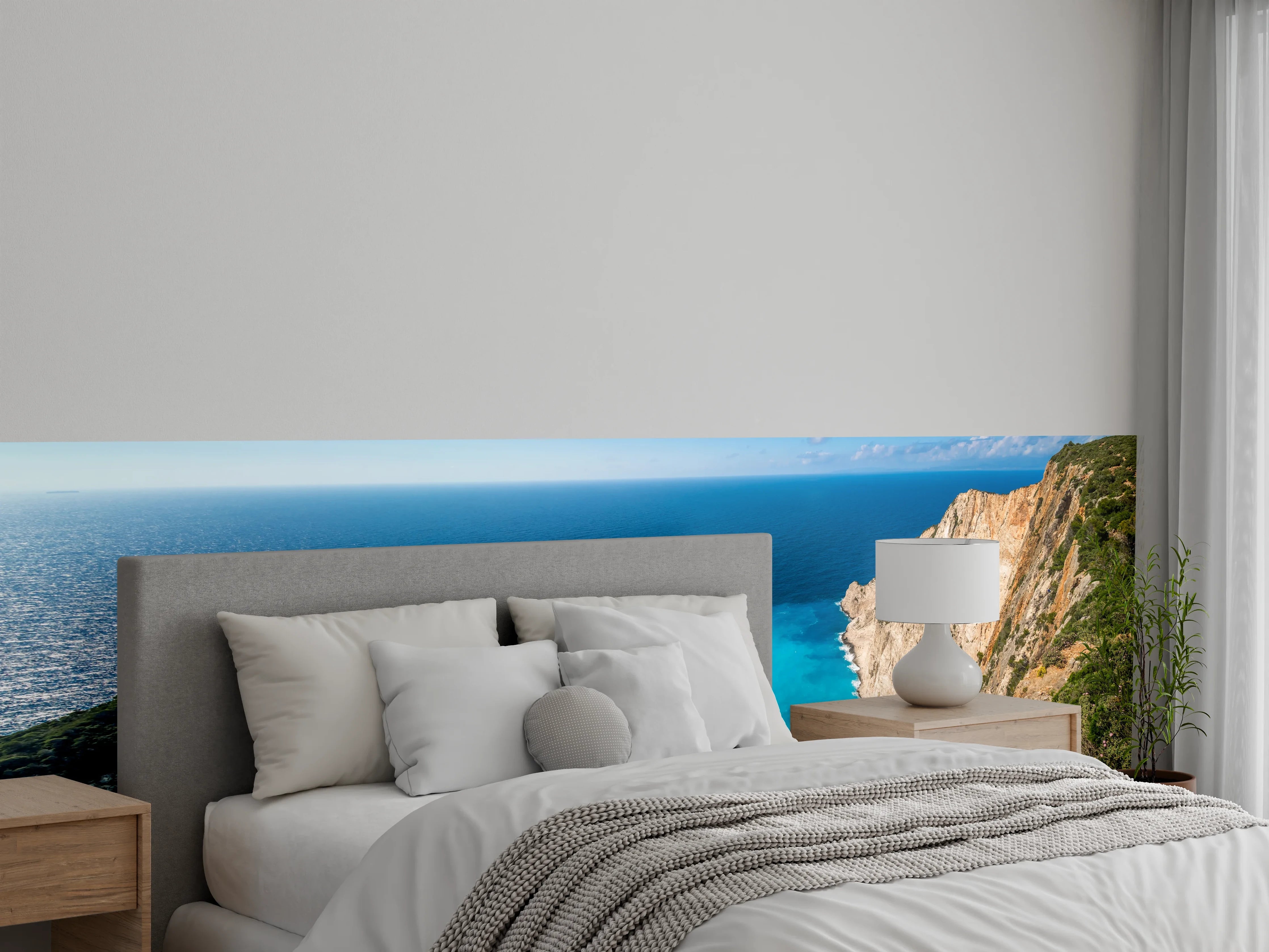 Wandverkleidung Schlafzimmer - Idyllisches Türkisblaues Küstenpanorama